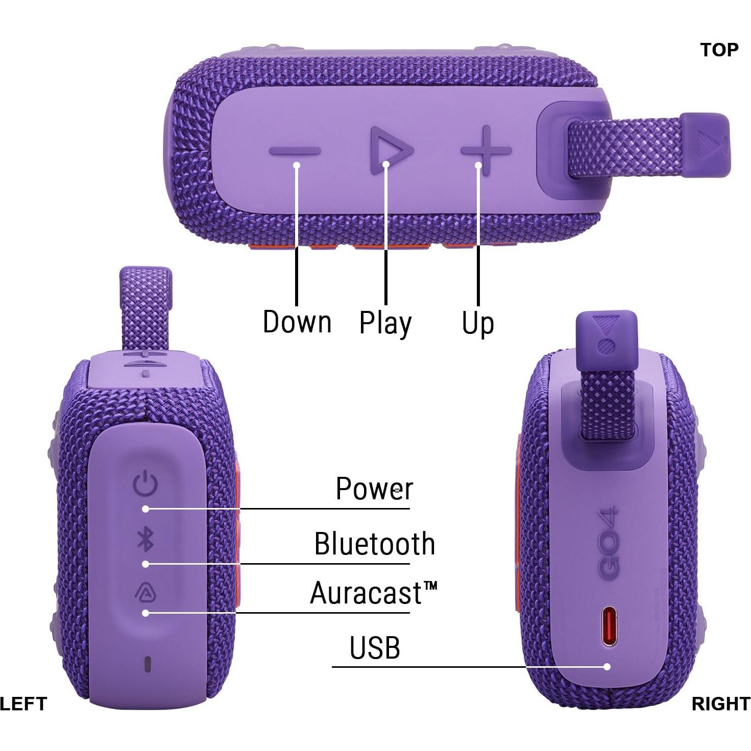 Altavoz Bluetooth JBL GO 4 Portátil + Funda Divvi GO - Púrpura