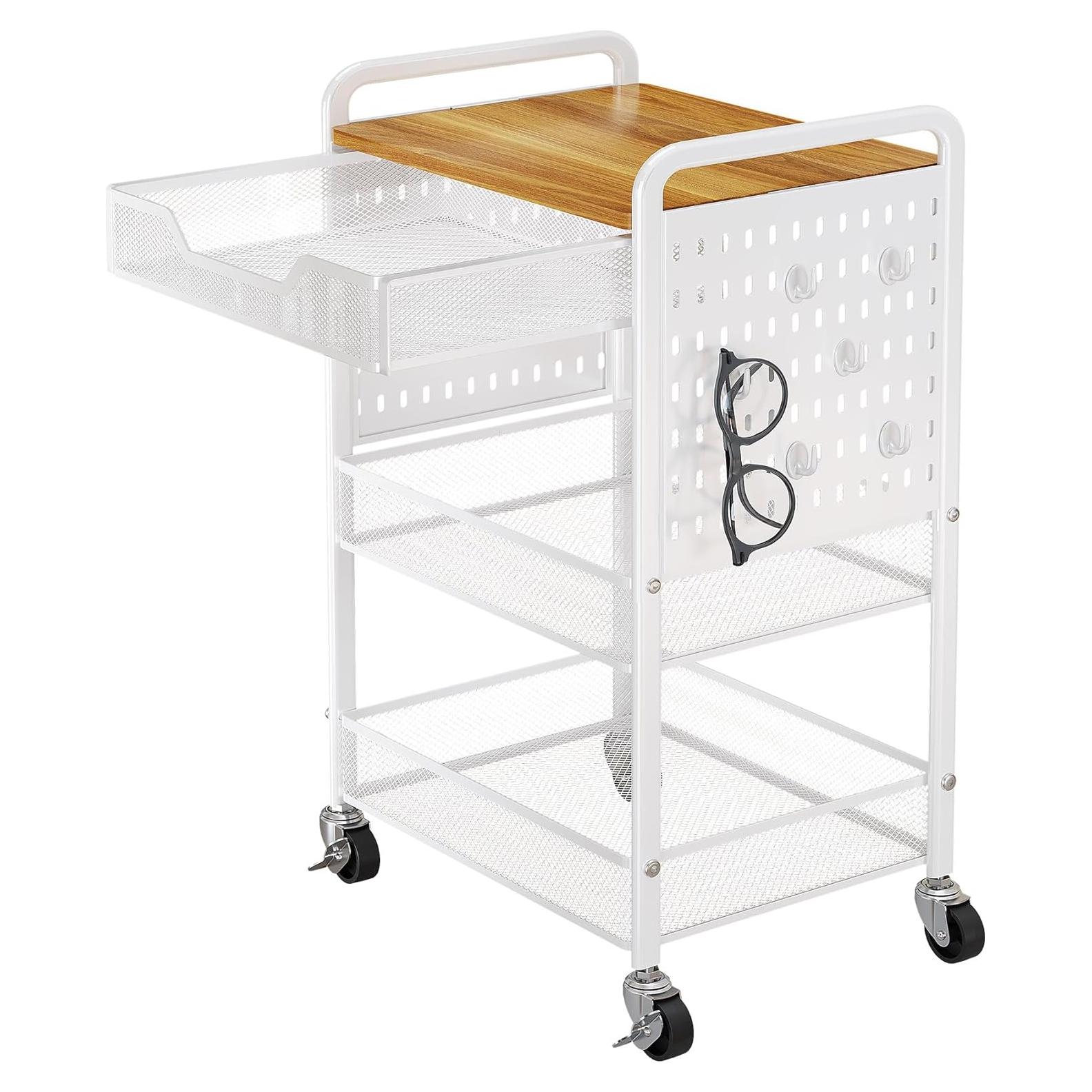 Carro de Utilidad Rodante SNTD 3 Niveles Blanco con Cajón