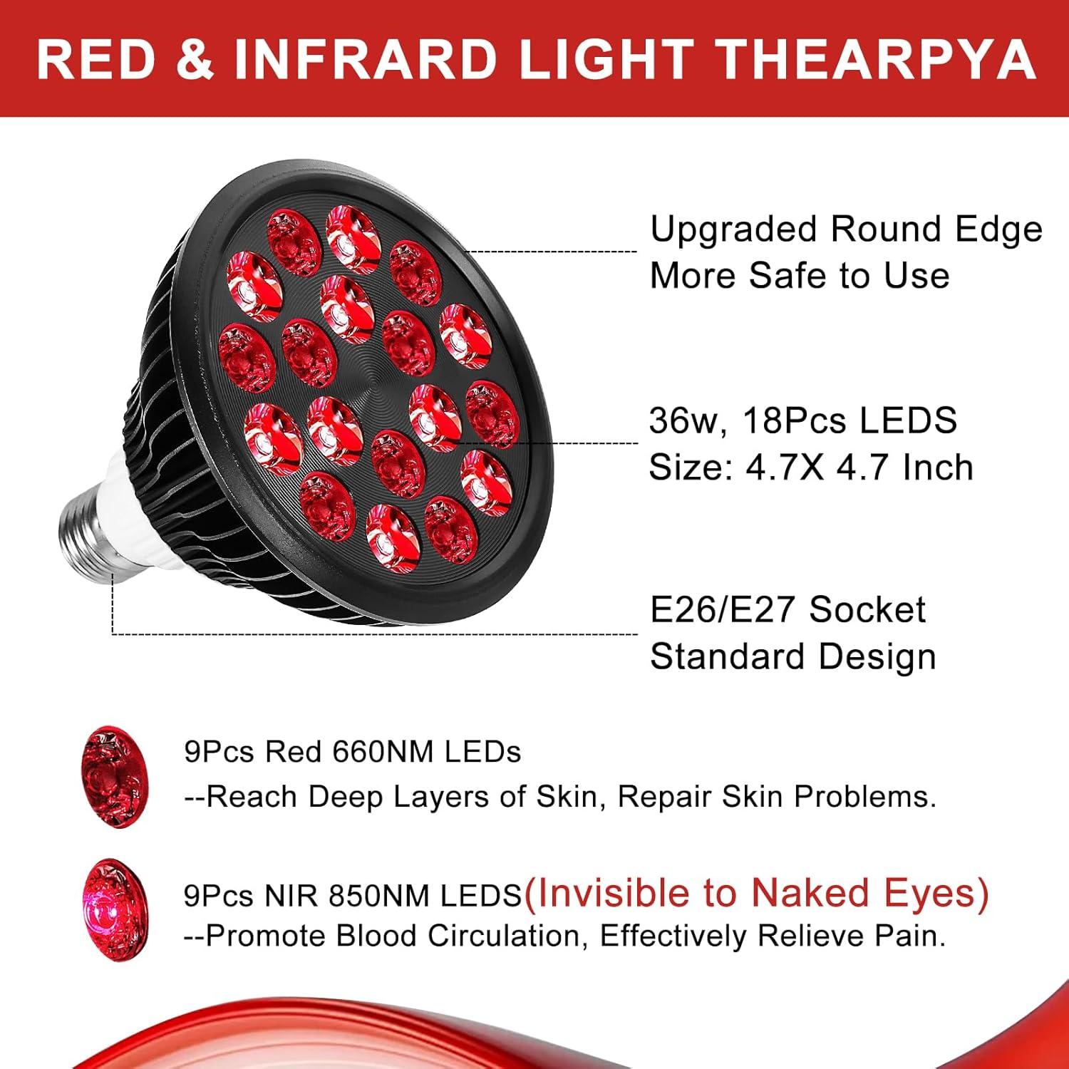 Bombilla Terapia Luz Roja LED Aswaysun 660nm 850nm Ajustable