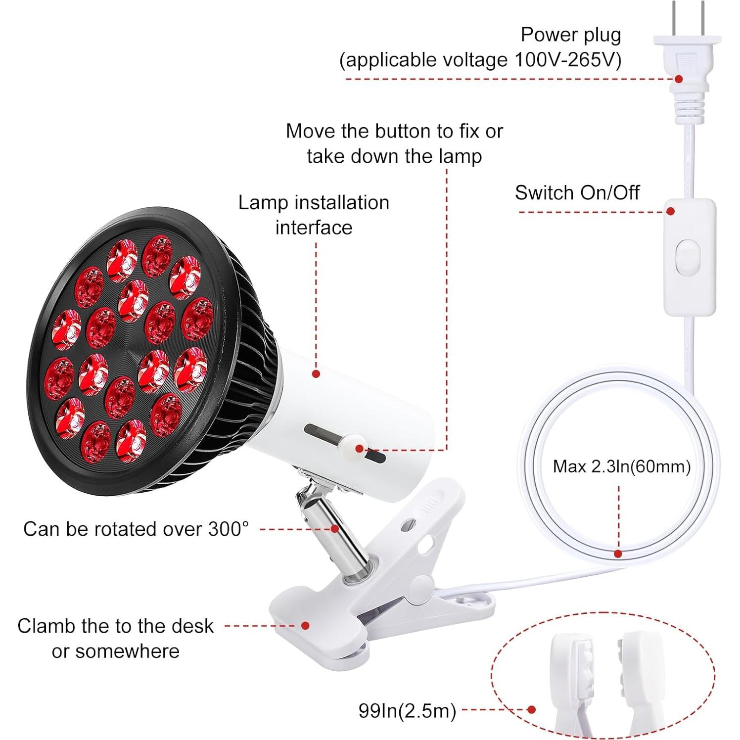 Bombilla Terapia Luz Roja LED Aswaysun 660nm 850nm Ajustable