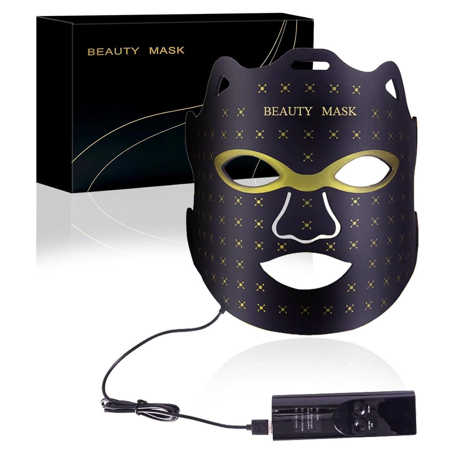 Red Light Therapy For Face,Led Face Mask Light Therapy, 7 Color Red Light Therapy Mask, Rechargeable,Portable,Household Led Face Mask (Black)