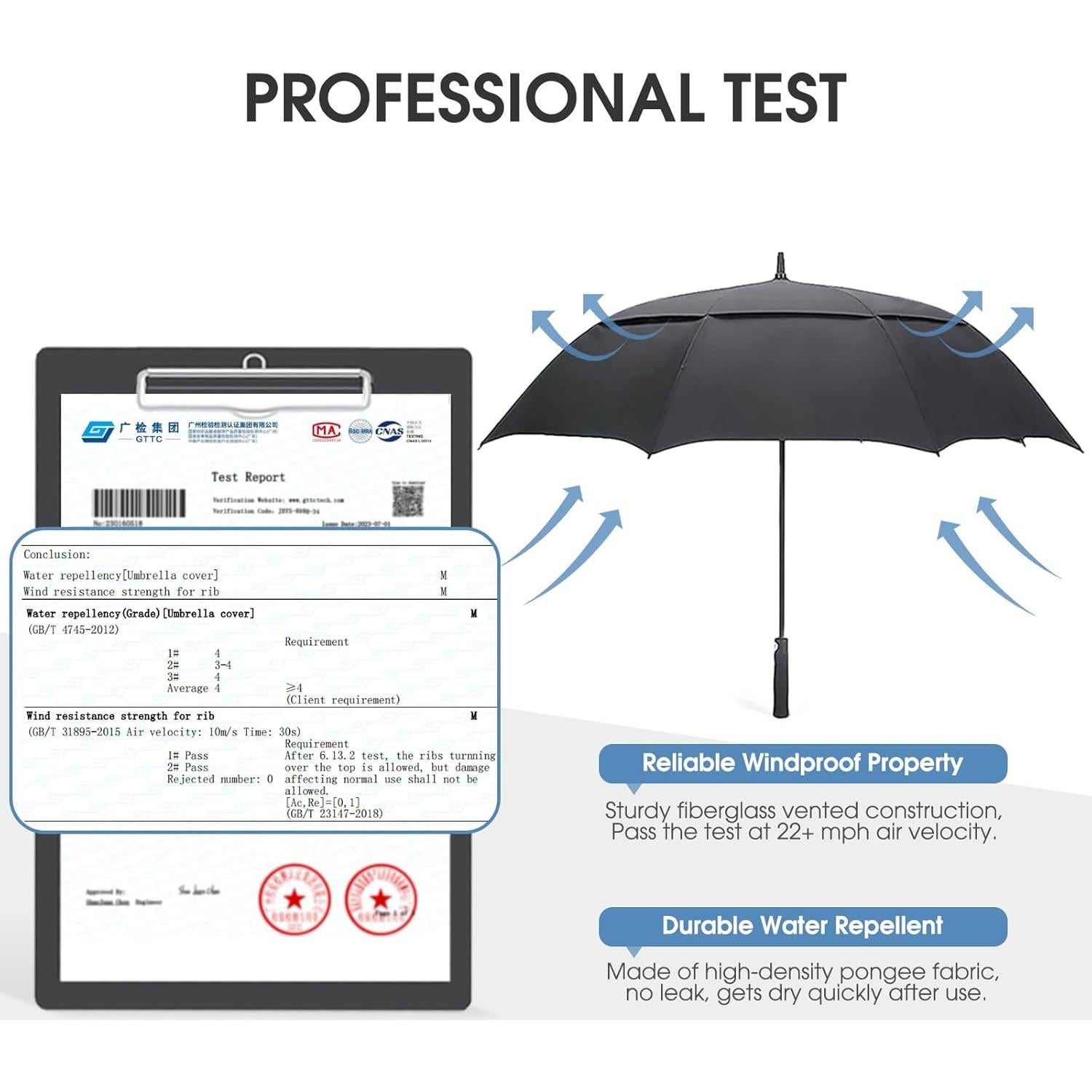 Paraguas de Golf G4Free Automático Doble Dosel 172 cm Negro