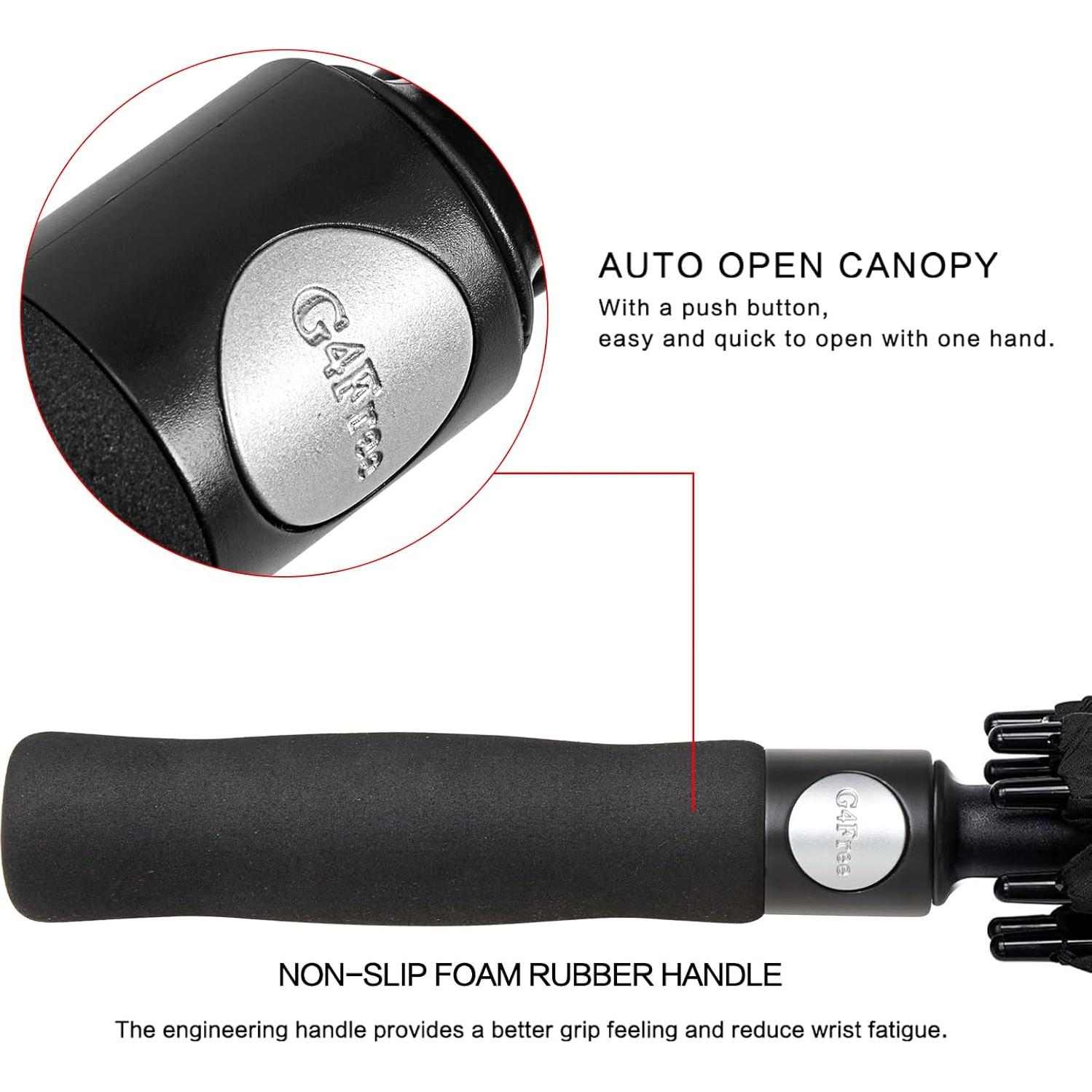 Paraguas de Golf G4Free Automático Doble Dosel 172 cm Negro