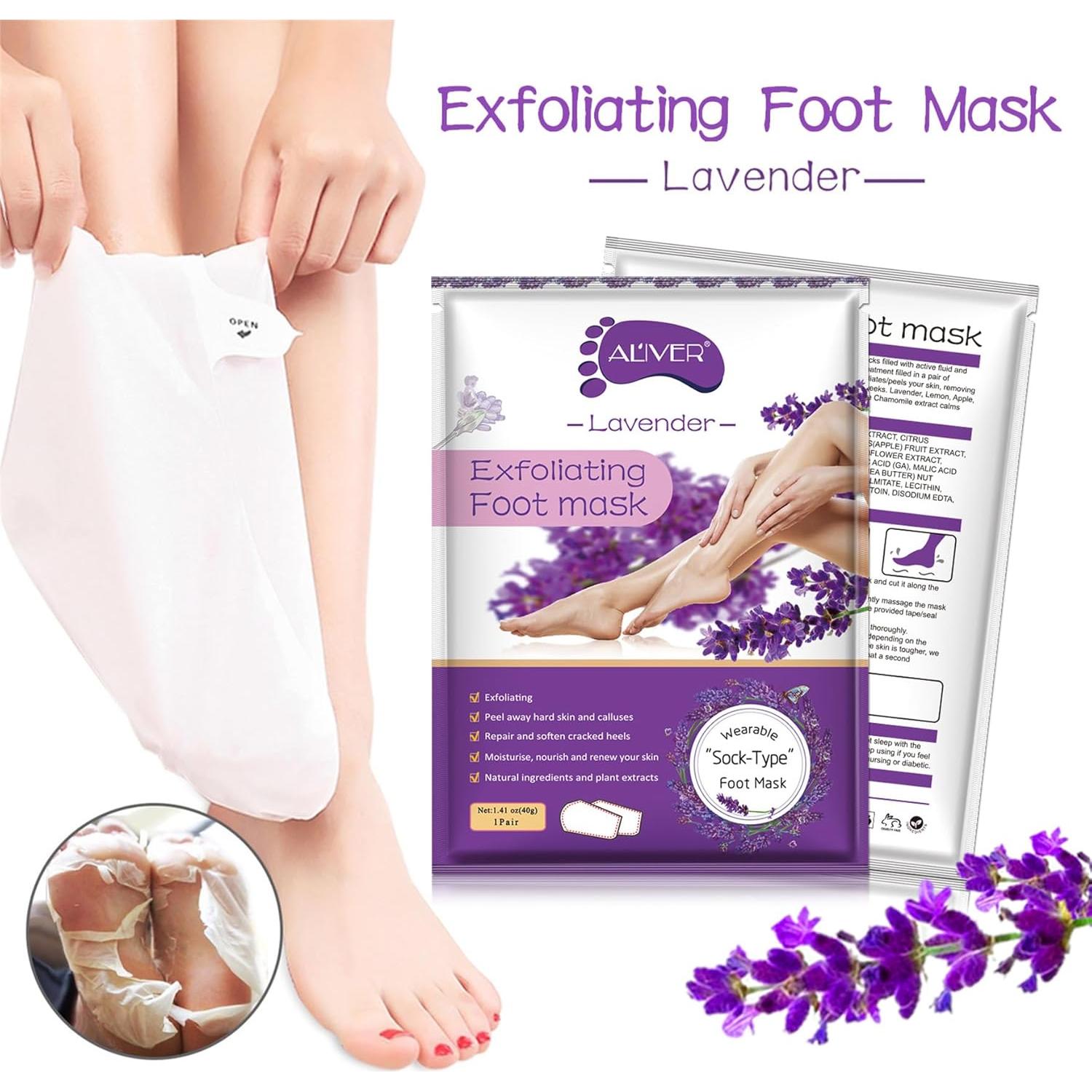 Mascarilla Exfoliante para Pies ALIVER 3 Paquetes Lavanda