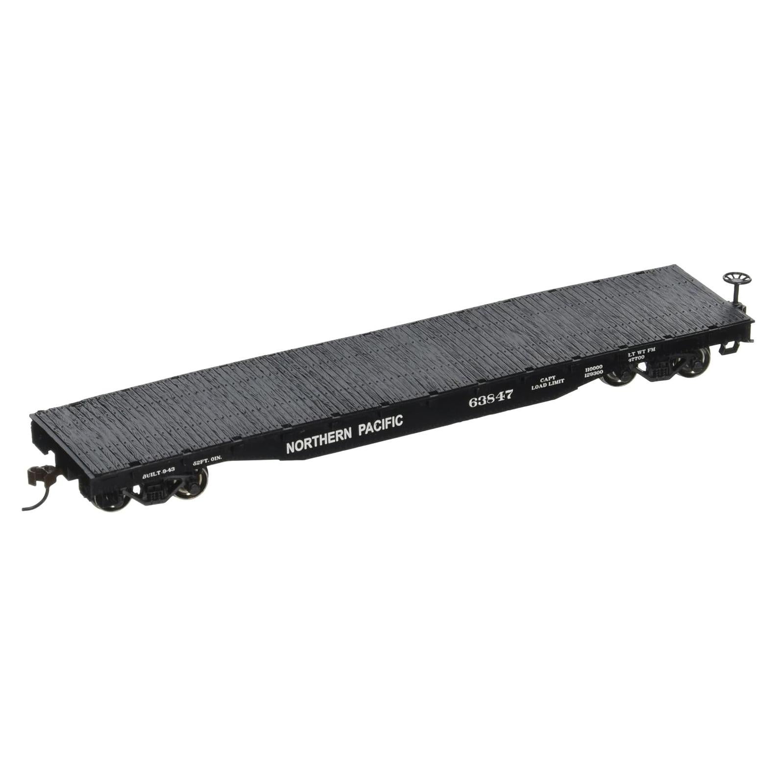 Carro plano HO Bachmann 1.3m Northern Pacific con ruedas RP25