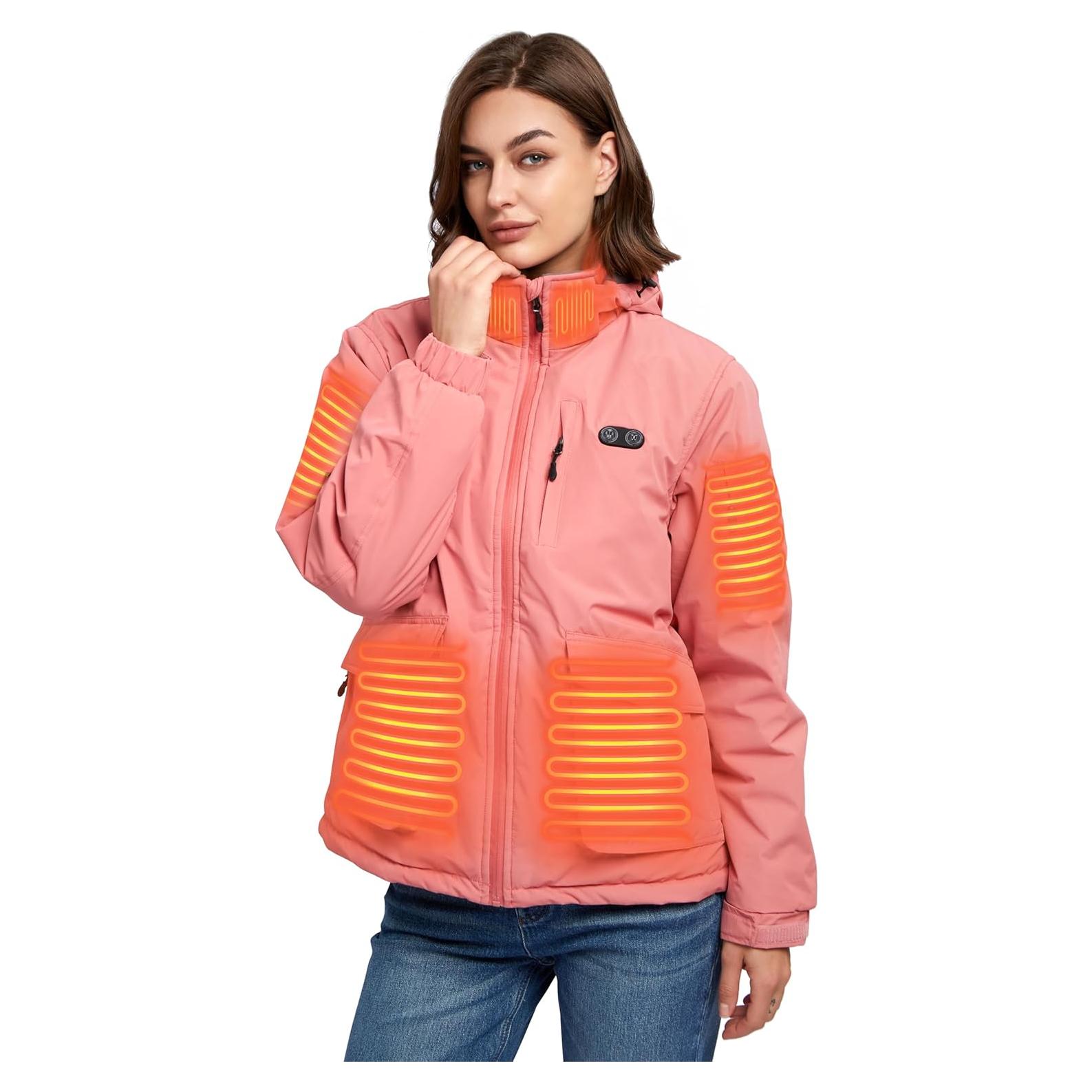 Chaqueta Térmica Fylno Fy-02 para Mujeres Rosa 16000mAh