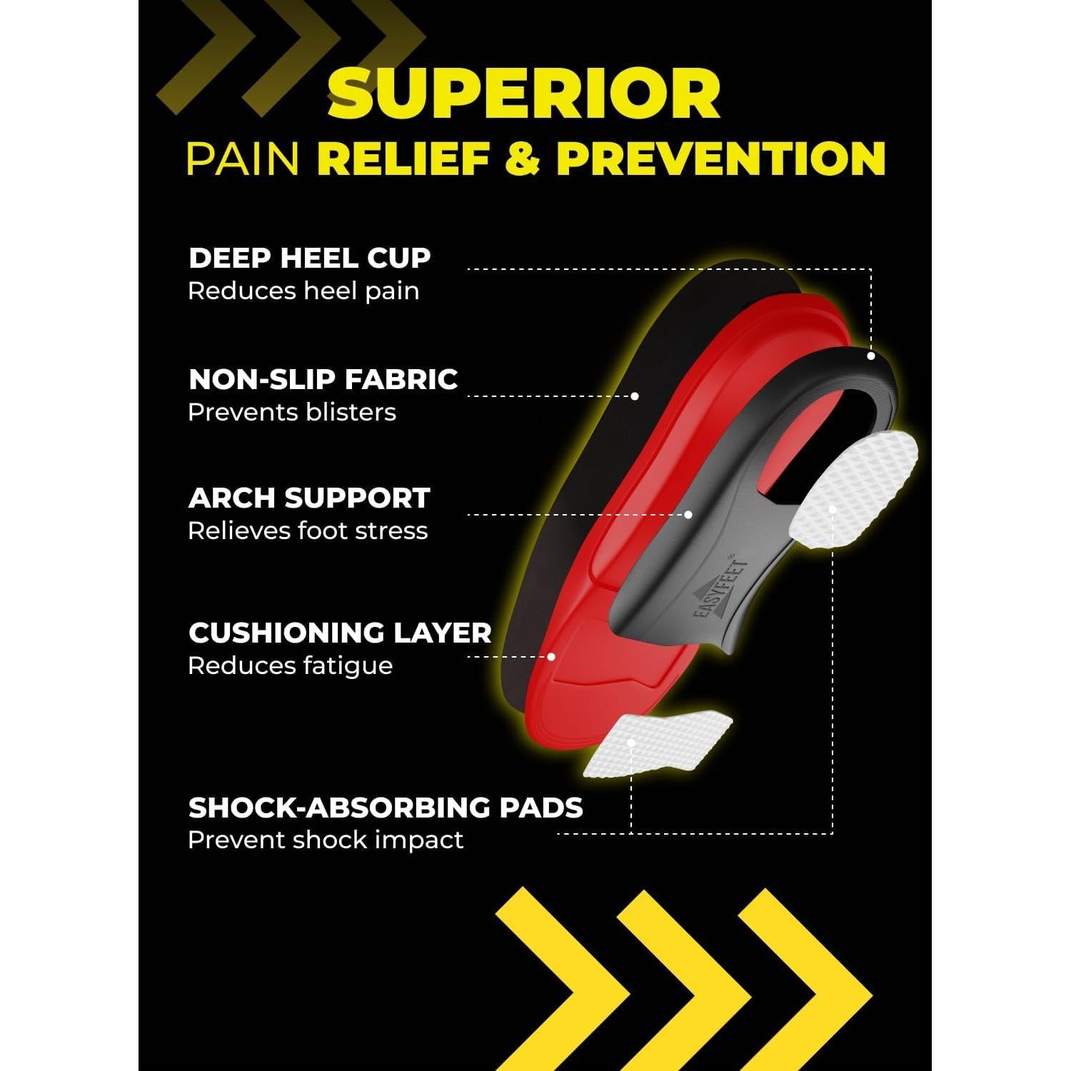 Plantillas Ortopédicas EASYFEET para Fascitis Plantar - Negro