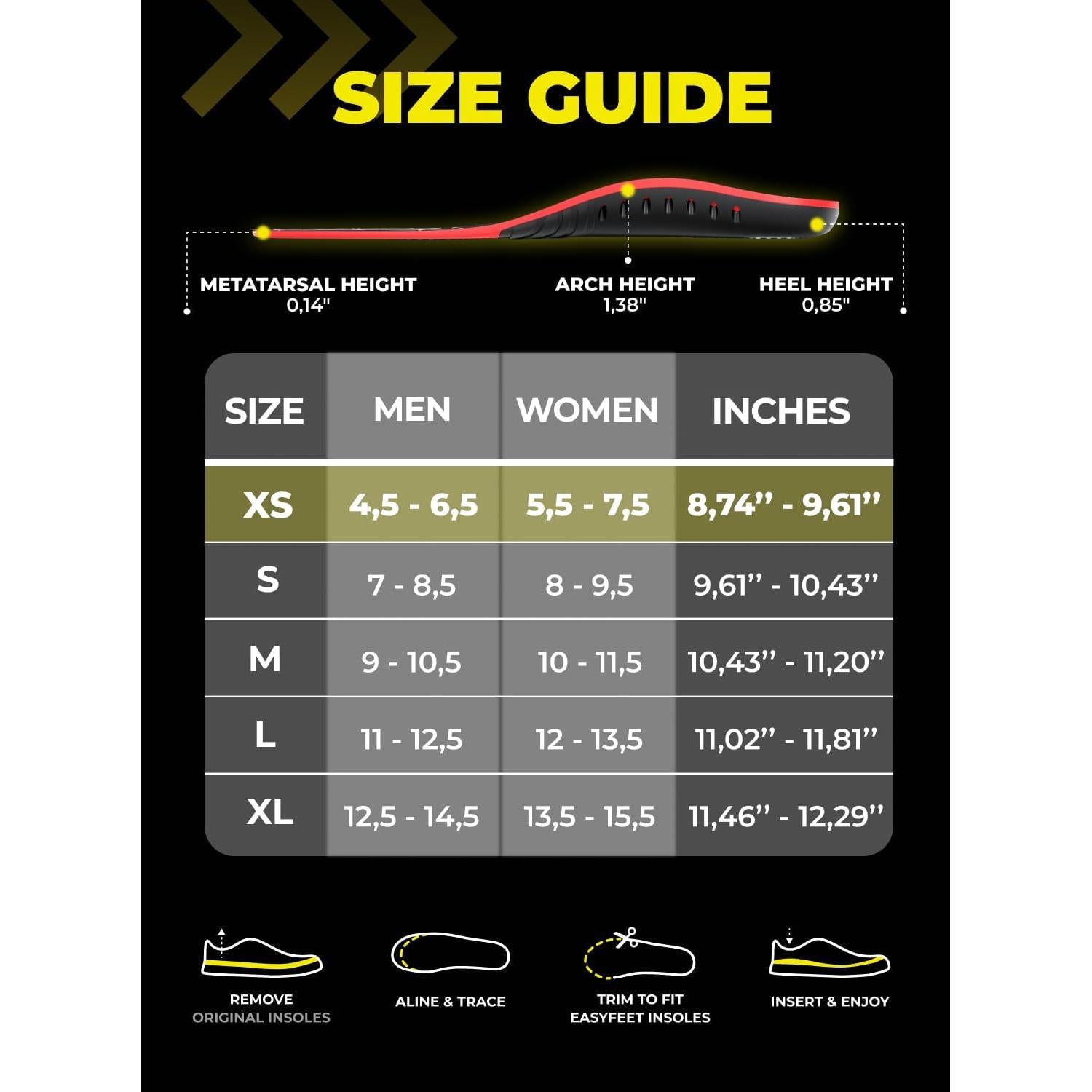 Plantillas Ortopédicas EASYFEET para Fascitis Plantar - Negro