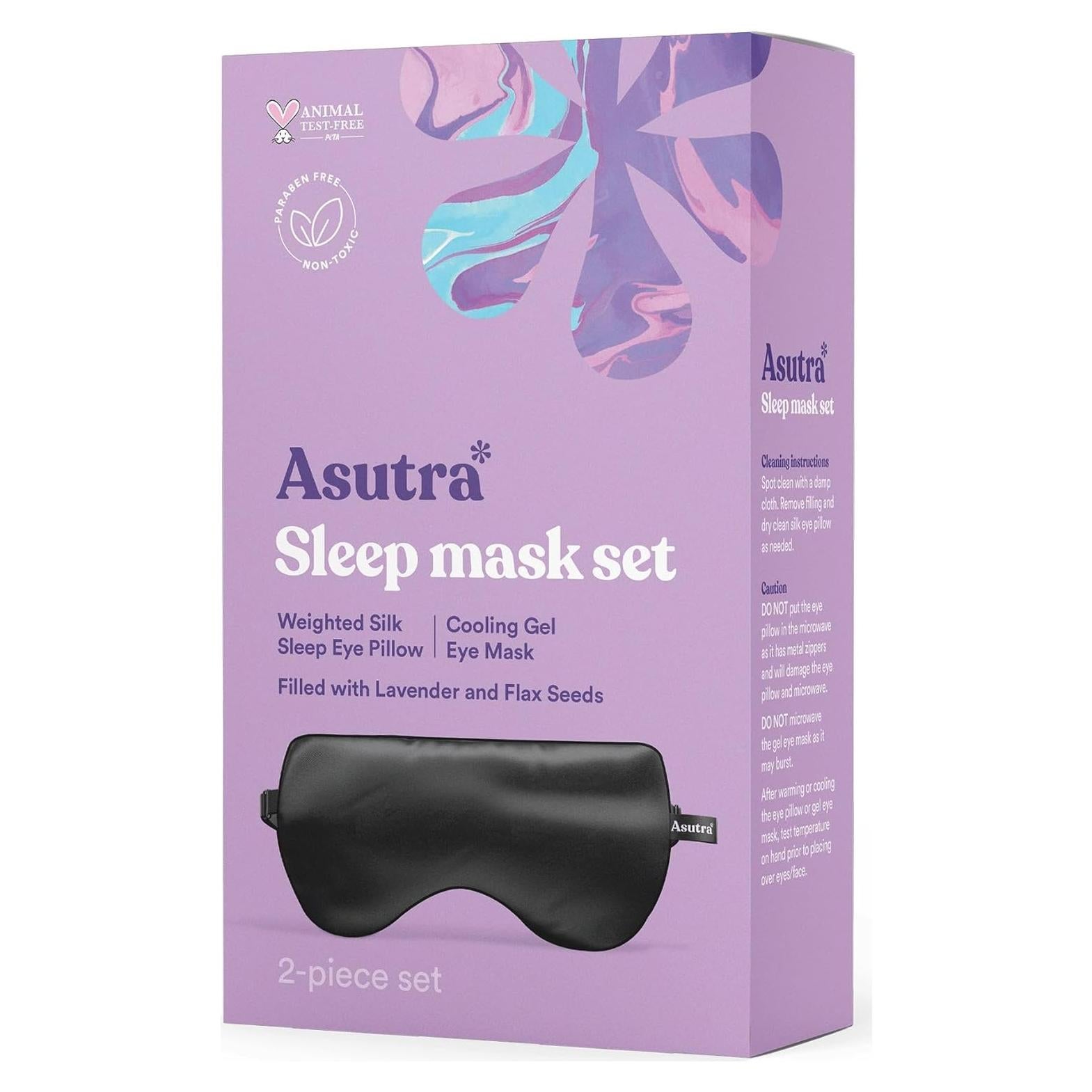 Máscara de Ojos de Seda ASUTRA Negra con Lavanda y Lino