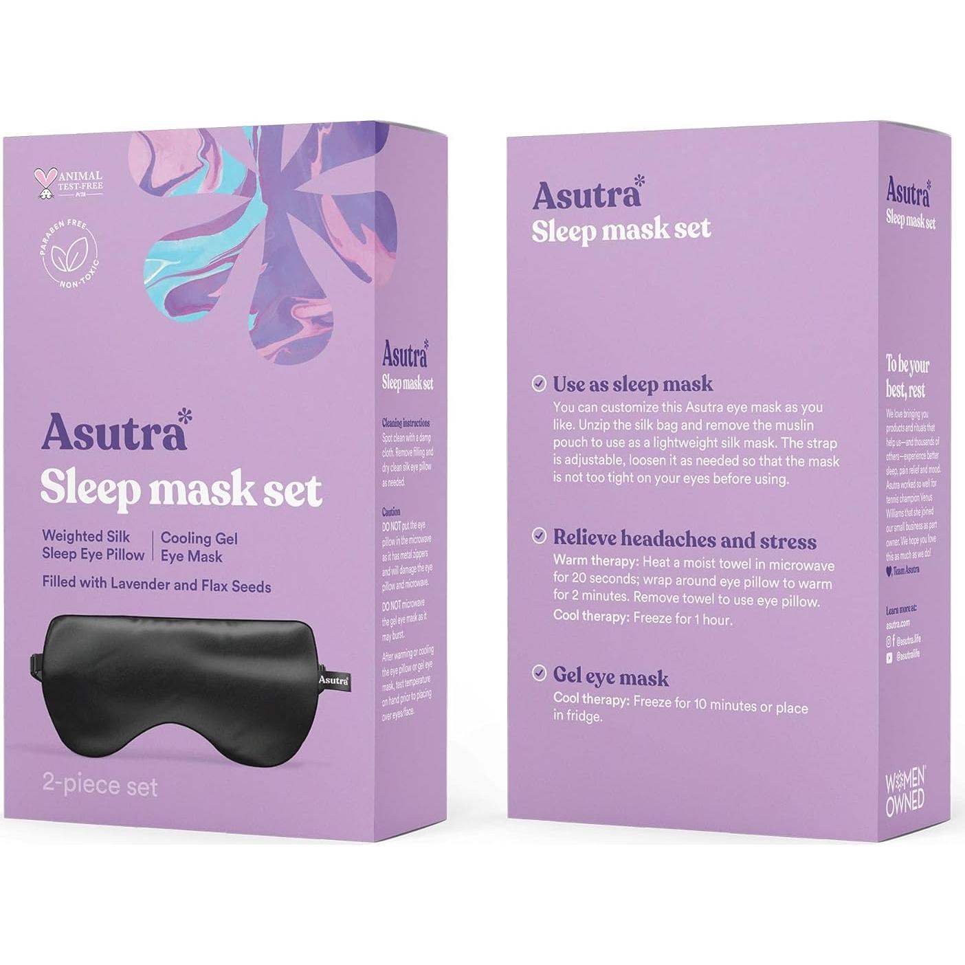 Máscara de Ojos de Seda ASUTRA Negra con Lavanda y Lino