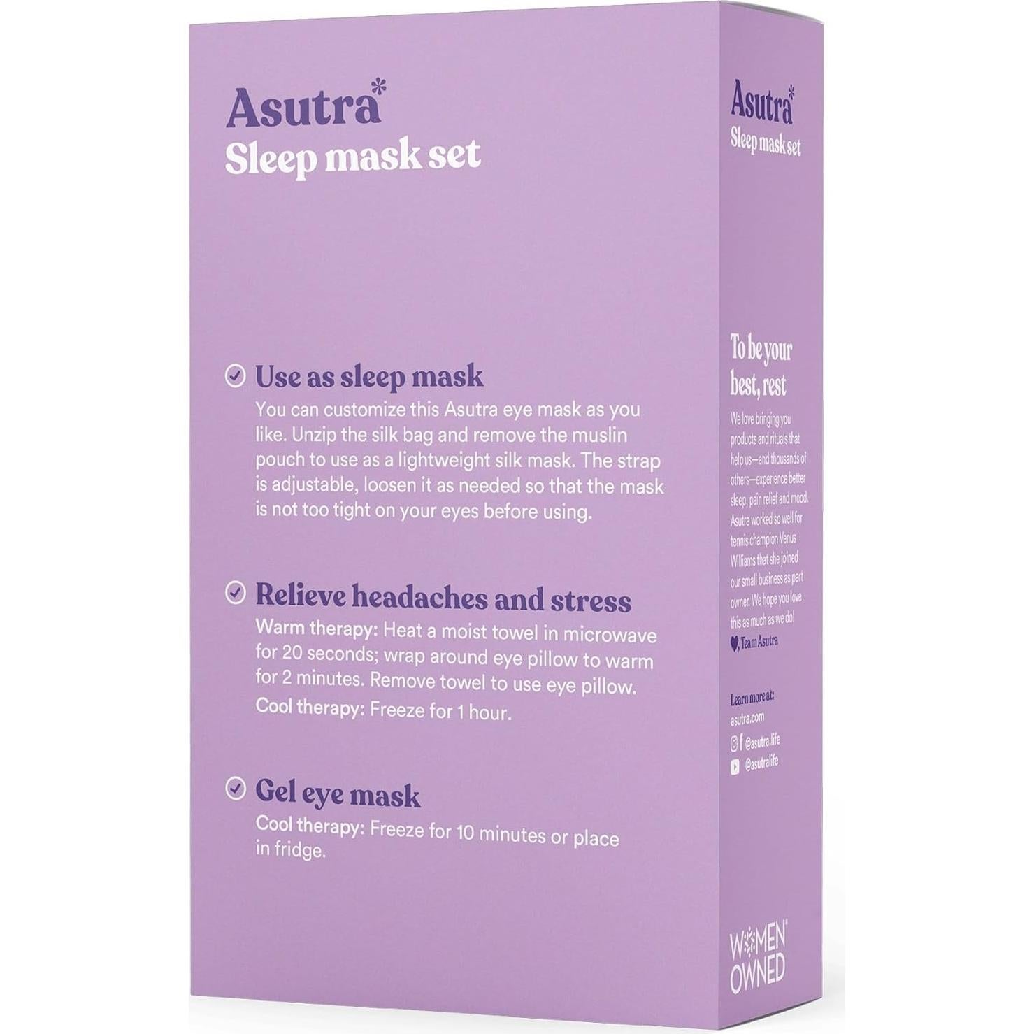 Máscara de Ojos de Seda ASUTRA Negra con Lavanda y Lino