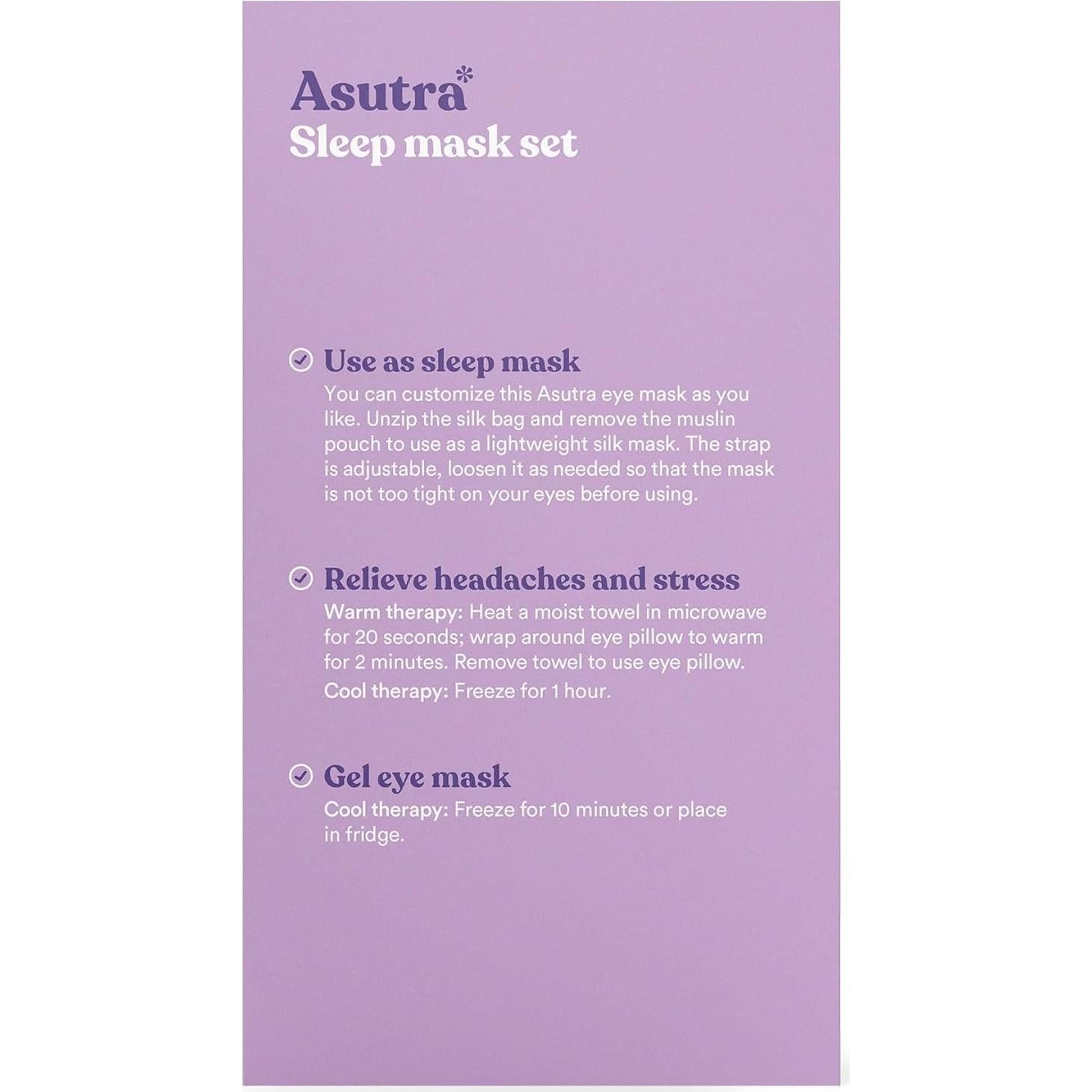 Máscara de Ojos de Seda ASUTRA Negra con Lavanda y Lino