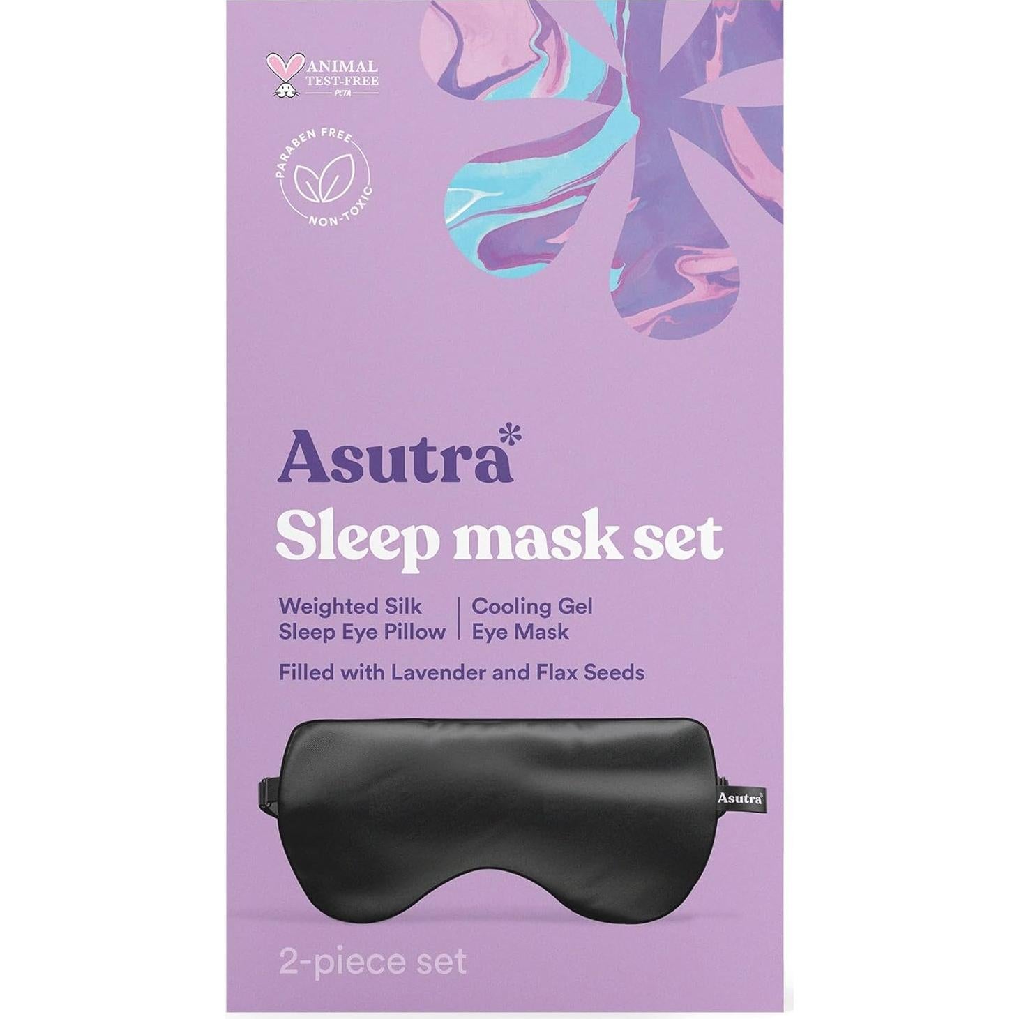 Máscara de Ojos de Seda ASUTRA Negra con Lavanda y Lino