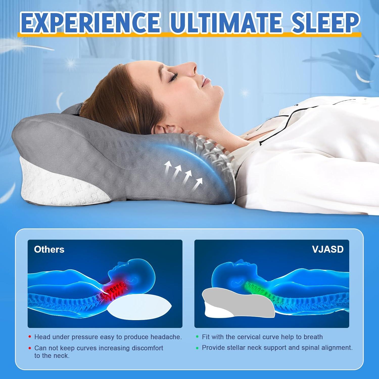 Cojín Cervical Ergonómico VJASD Espuma Viscoelástica Ajustable