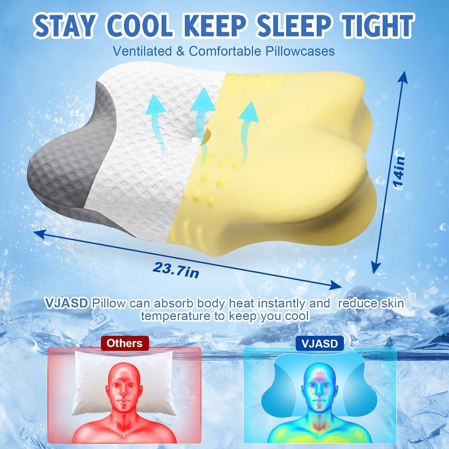 Cojín Cervical Ergonómico VJASD Espuma Viscoelástica Ajustable