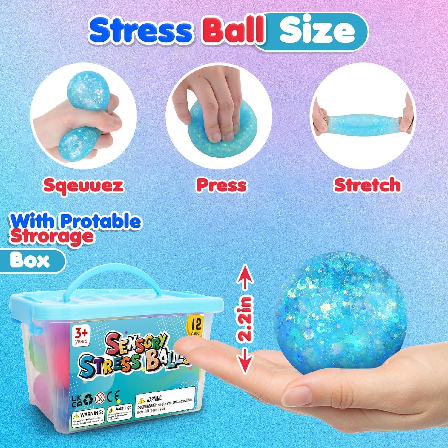Paquete de 12 Pelotas Antiestrés para Niños - Alivio de Ansiedad