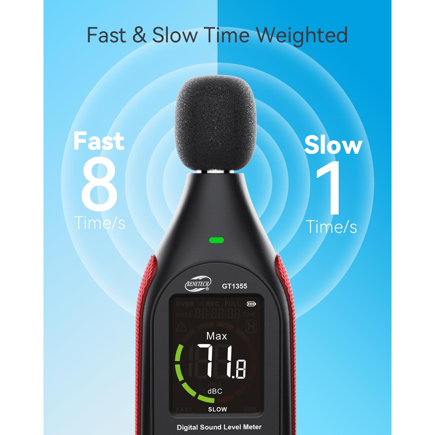 Medidor de Decibelios Benetech GT1355 SPL 30-130 dB Recargable