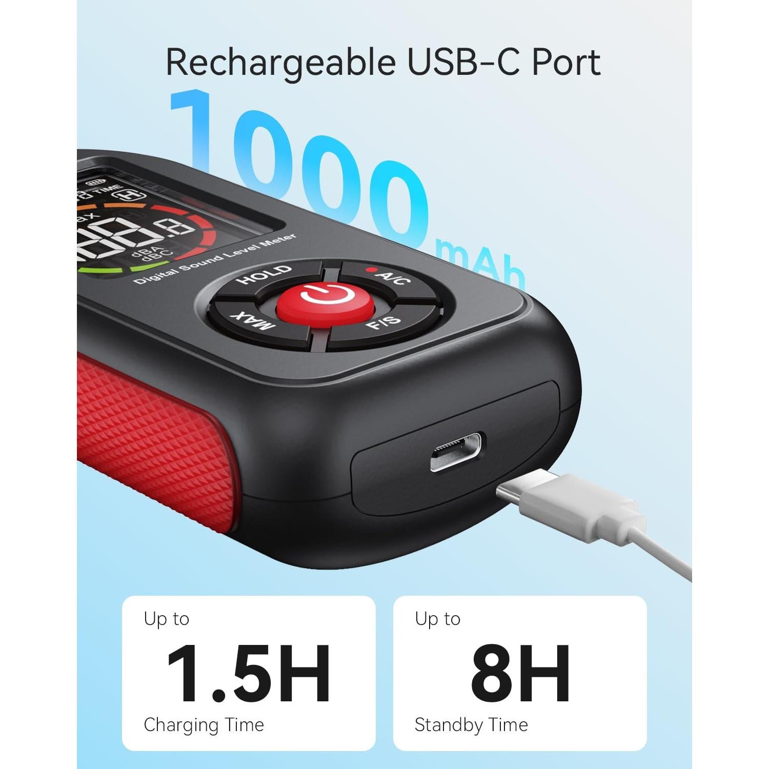 Medidor de Decibelios Benetech GT1355 SPL 30-130 dB Recargable