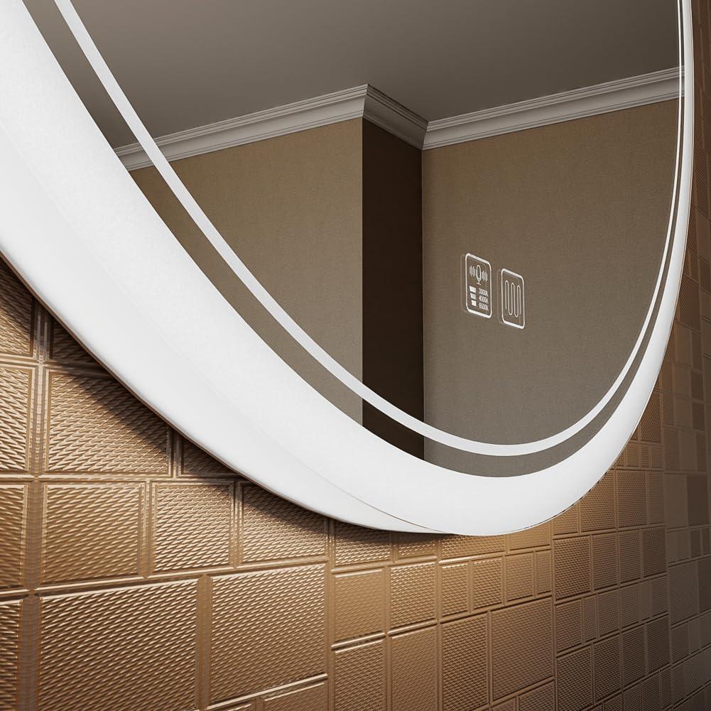 Espejo Redondo KWW con Luz LED Regulable Anti-Niebla 60 cm