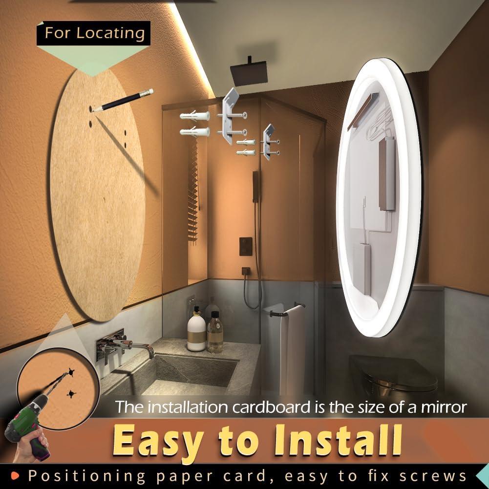 Espejo Redondo KWW con Luz LED Regulable Anti-Niebla 60 cm