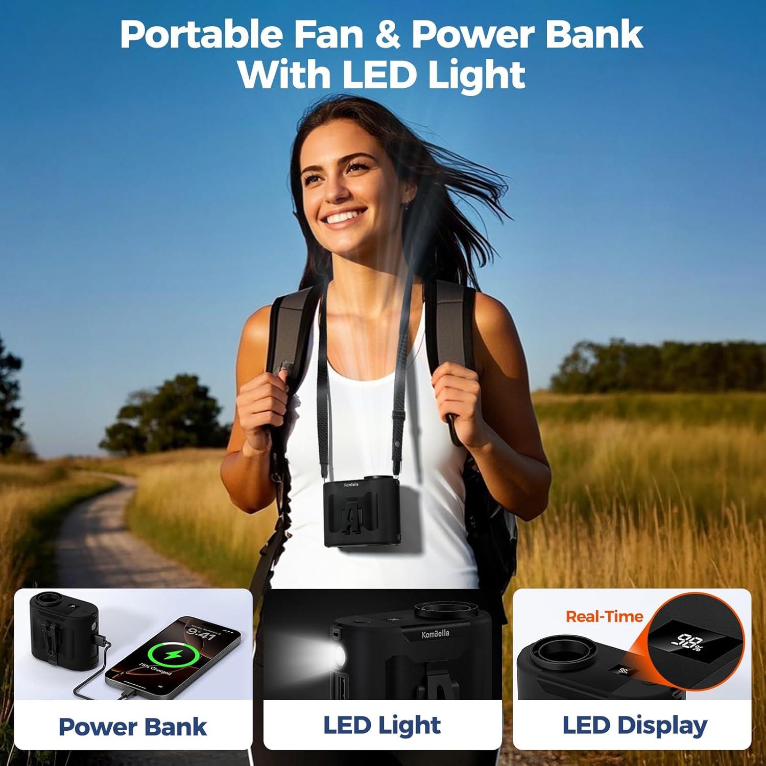 Ventilador Portátil de Cintura KOMBELLA 10000mAh 5 Velocidades