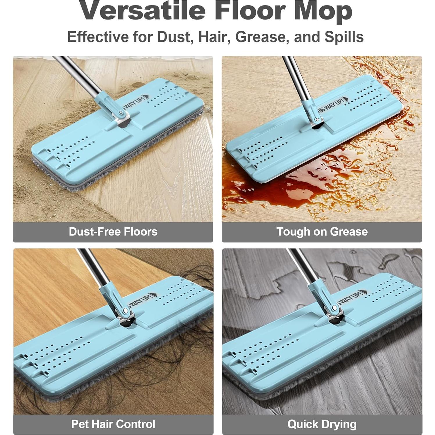 Mop Plano JOYMOOP 127 cm con Cabezal de 33 cm Microfibra Aqua