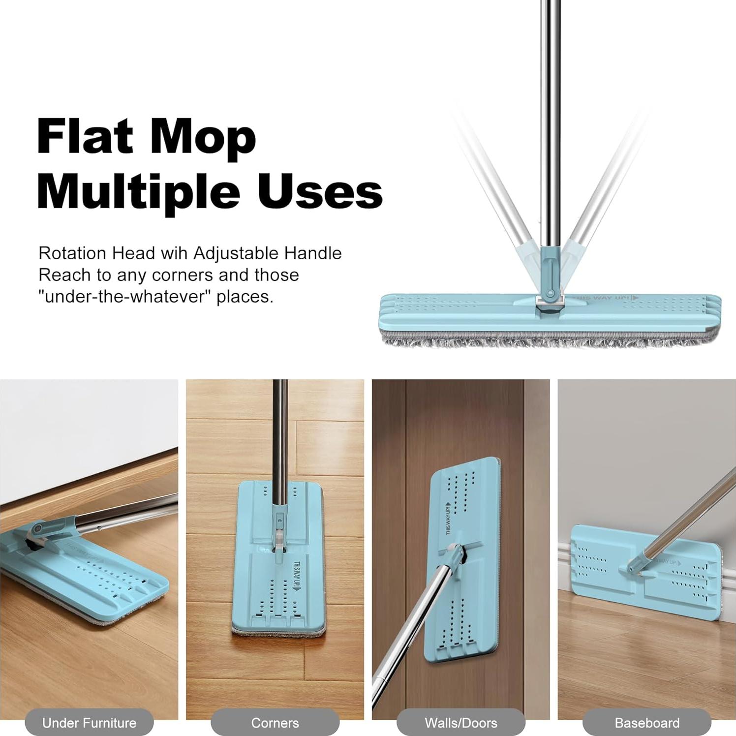 Mop Plano JOYMOOP 127 cm con Cabezal de 33 cm Microfibra Aqua