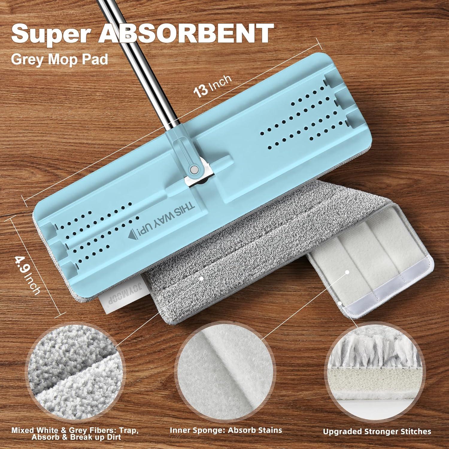 Mop Plano JOYMOOP 127 cm con Cabezal de 33 cm Microfibra Aqua