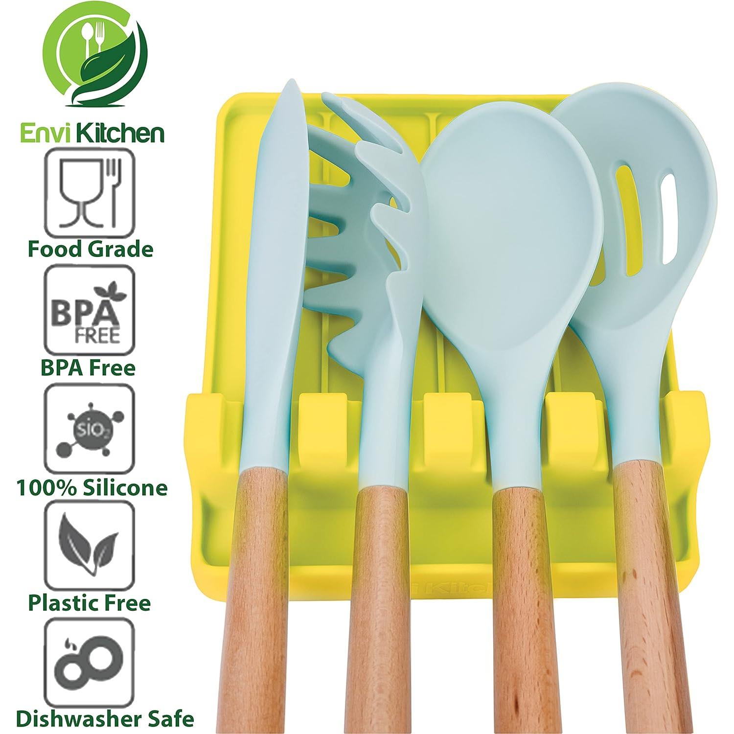 Soporte de Cuchara de Silicona EnviKitchen Amarillo 18x15cm