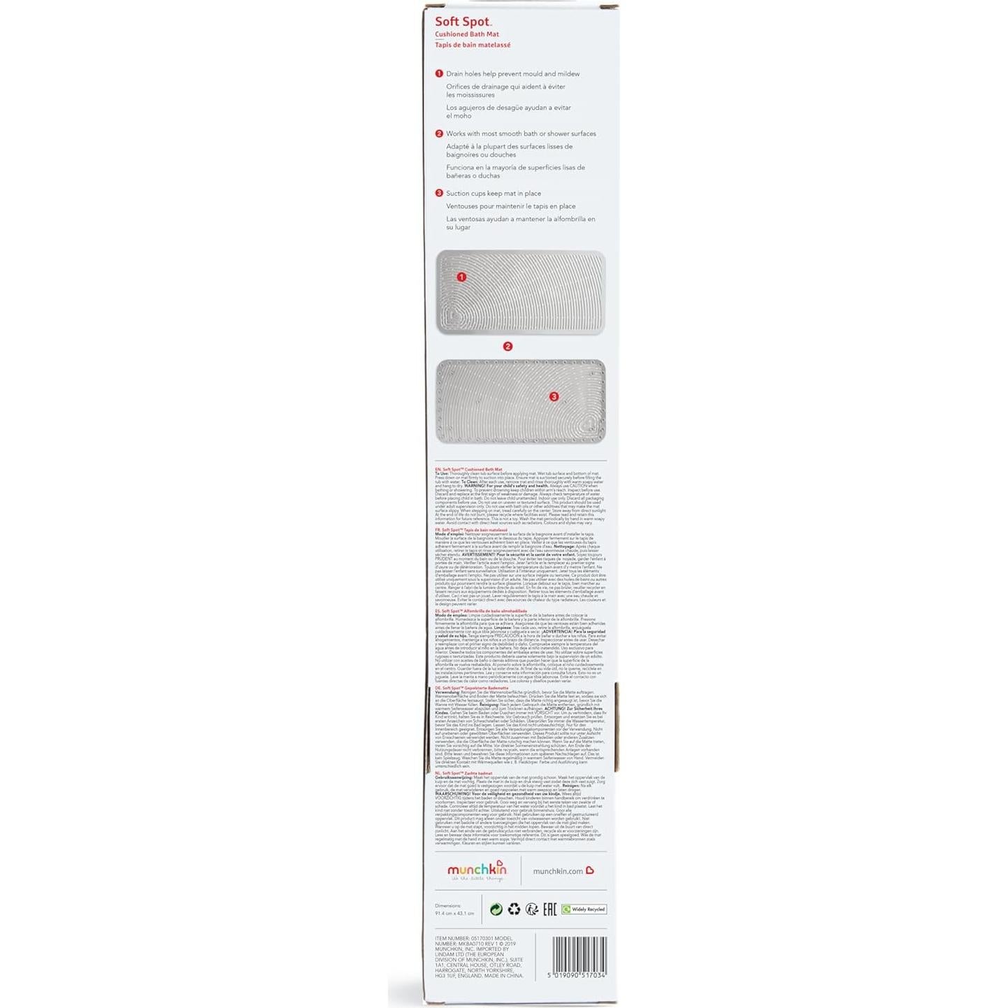 Alfombrilla de Baño Acolchada Munchkin 91.4x43.2cm Gris