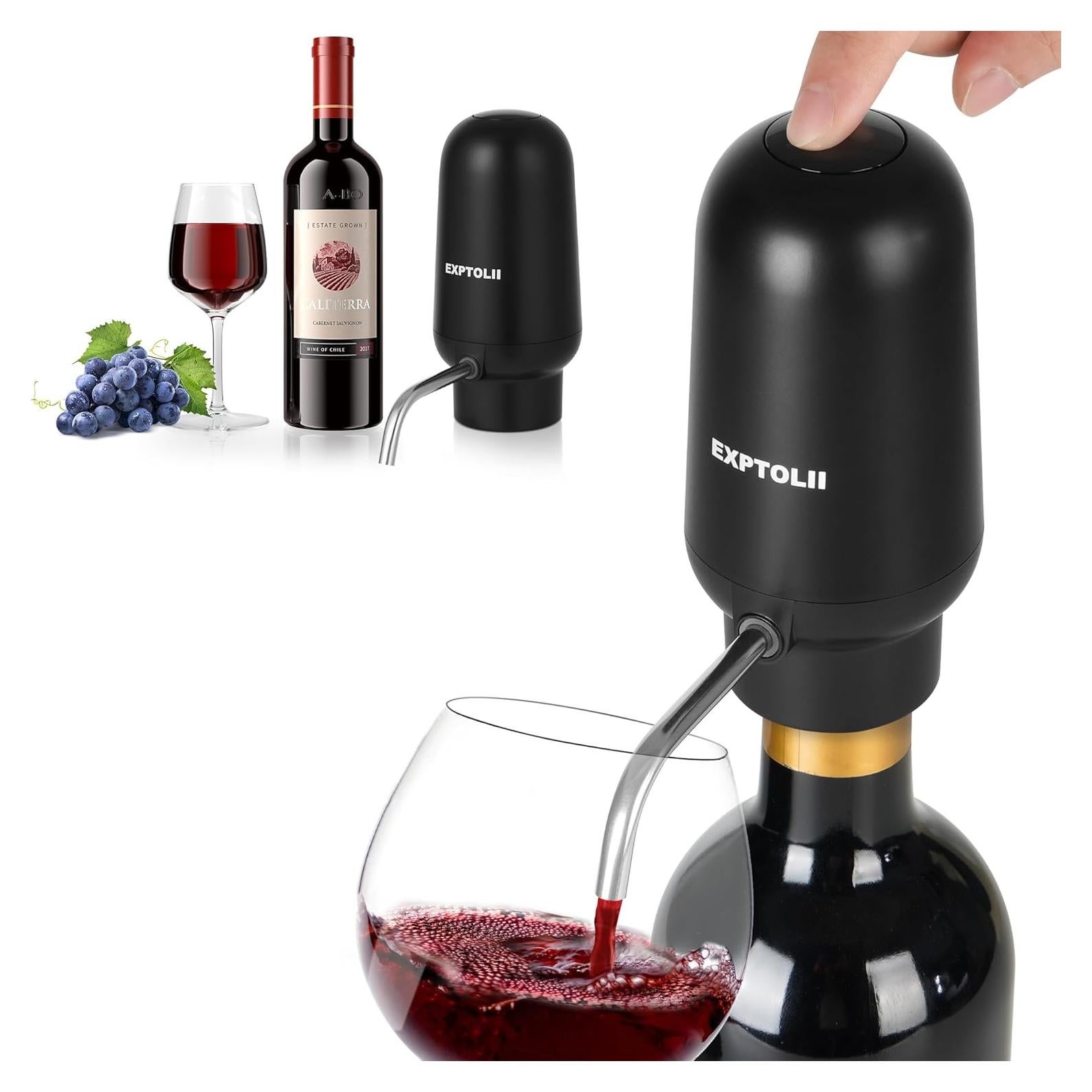 Aereador de Vino Eléctrico Exptolii Recargable 750ml