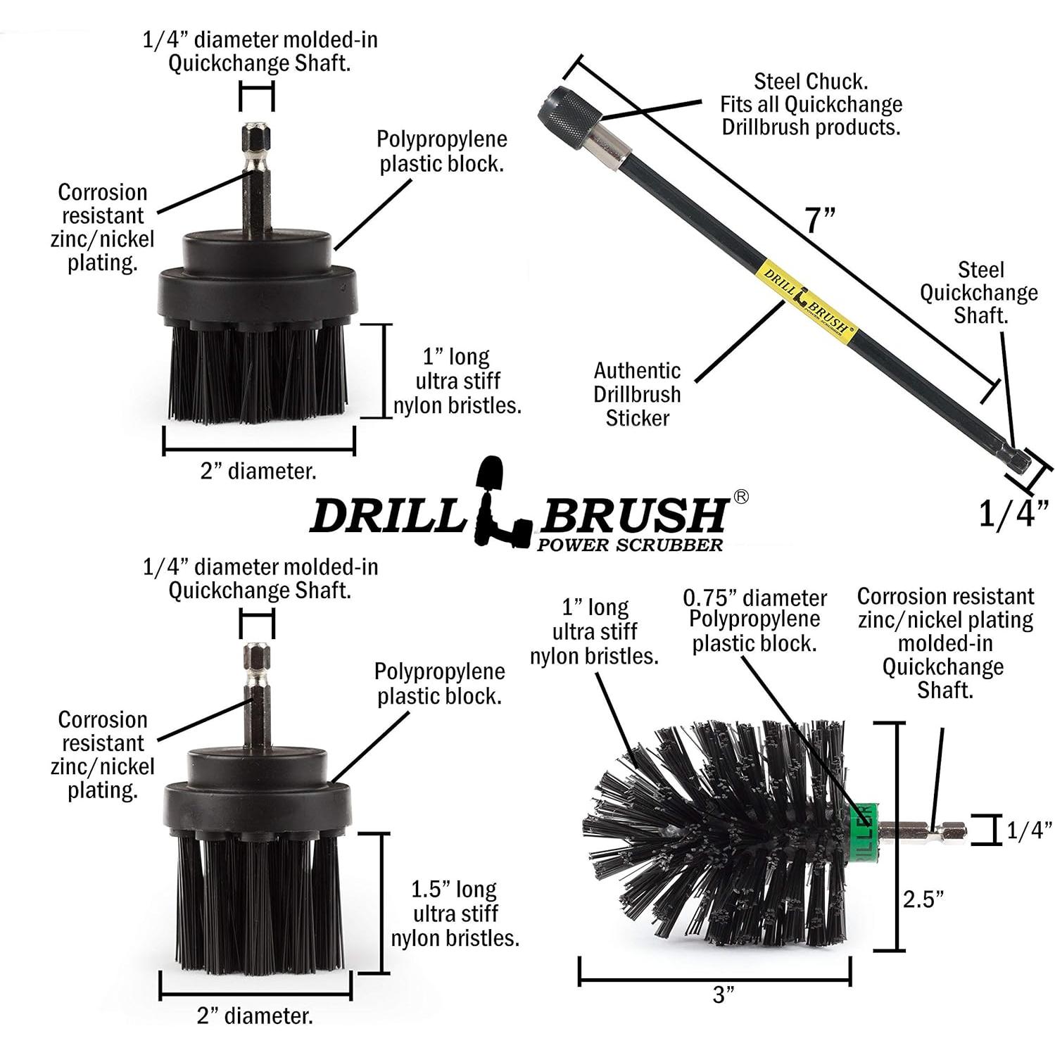 Kit de Limpieza Drillbrush con Cepillos para Taladro - 1 Unidad