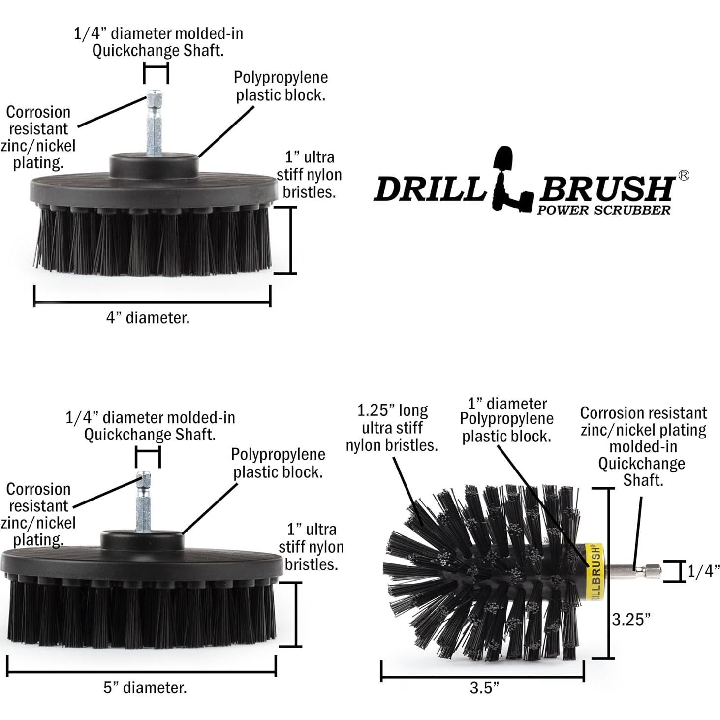 Kit de Limpieza Drillbrush con Cepillos para Taladro - 1 Unidad