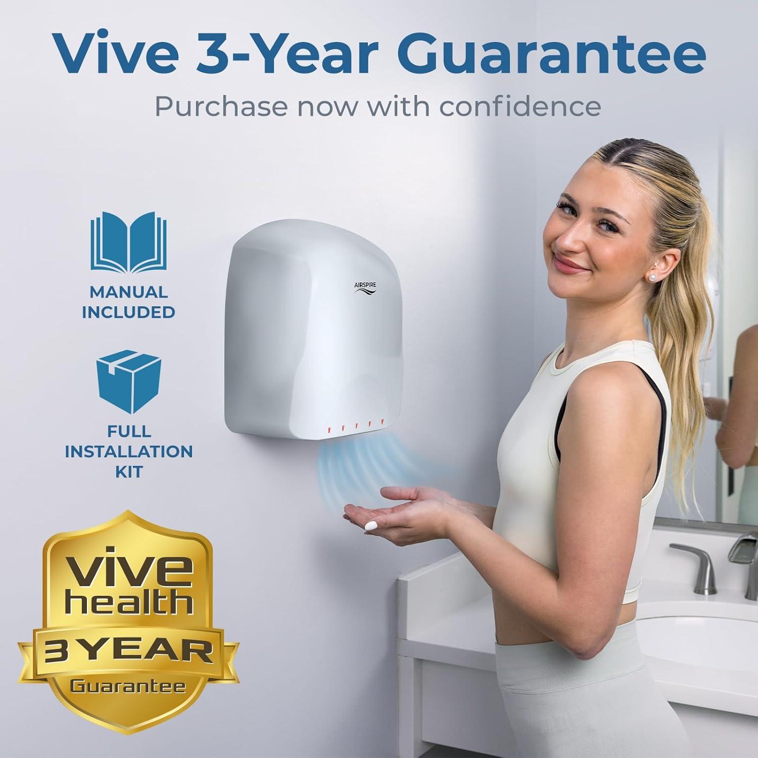 Secador de manos eléctrico Vive Health LVA3043 - 650W, Plata