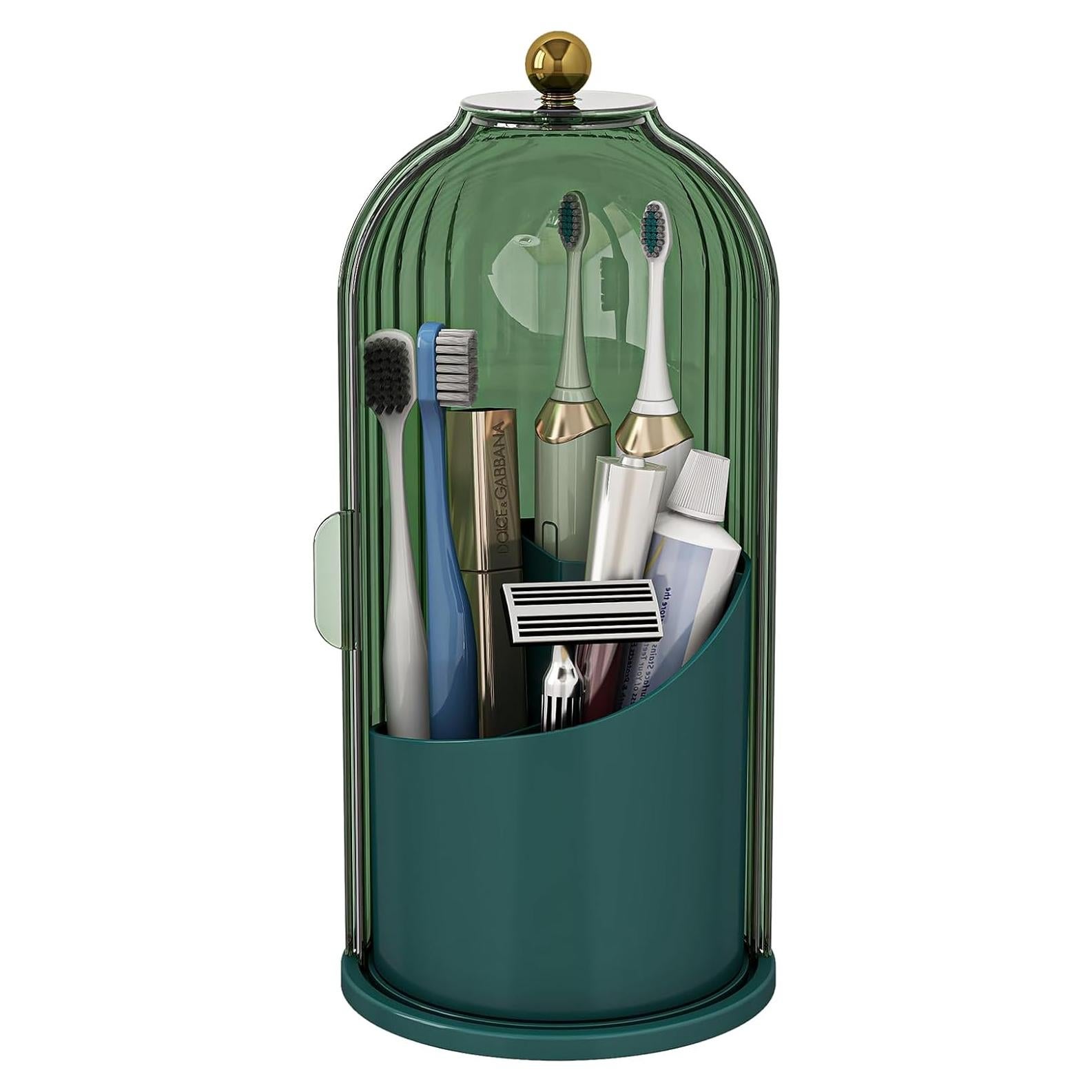 Soporte para Cepillos de Dientes Zufudo Verde con Tapa a Prueba de Polvo