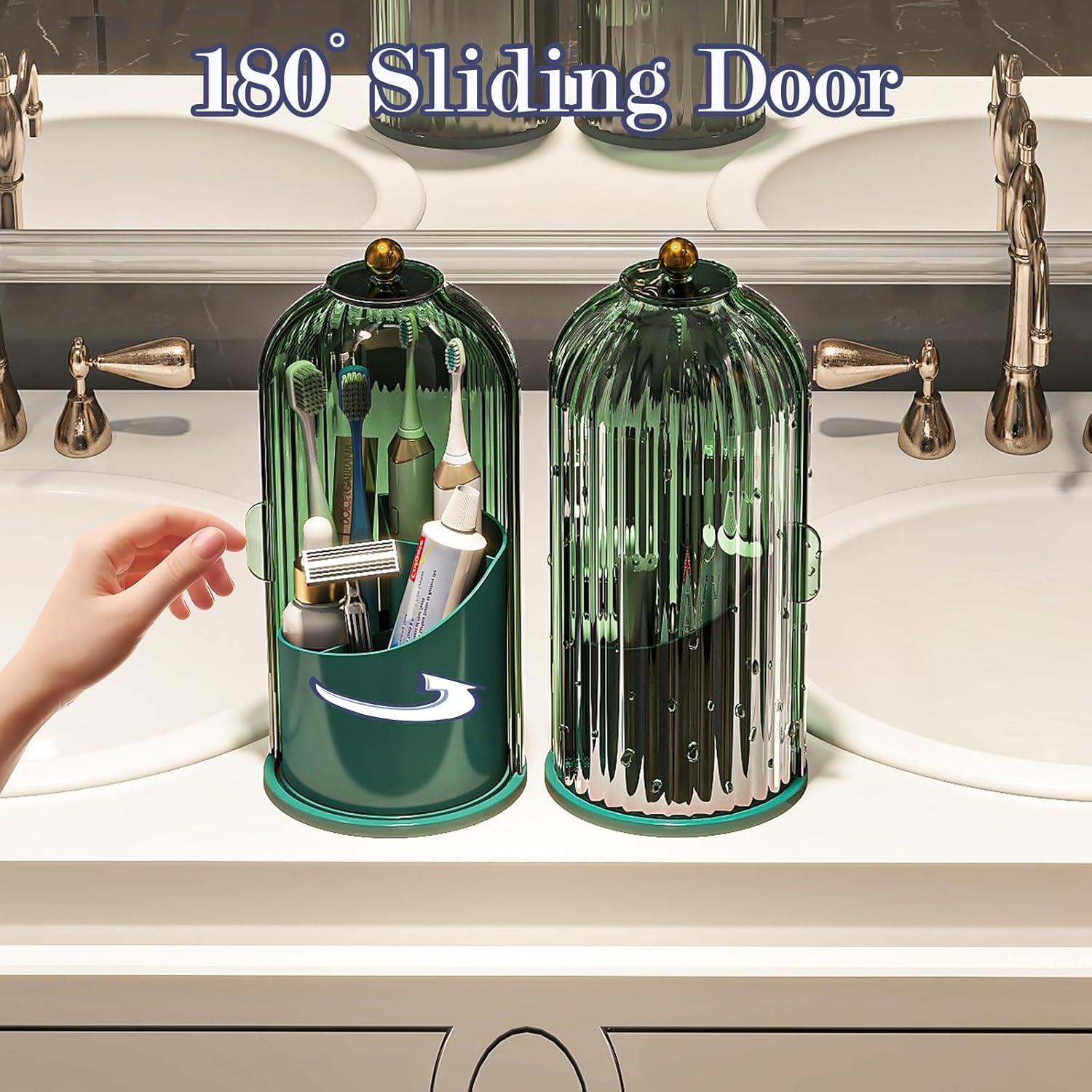 Soporte para Cepillos de Dientes Zufudo Verde con Tapa a Prueba de Polvo