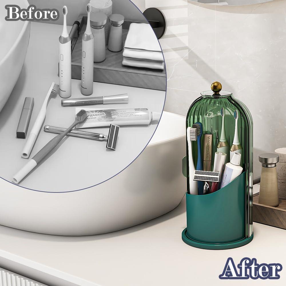 Soporte para Cepillos de Dientes Zufudo Verde con Tapa a Prueba de Polvo