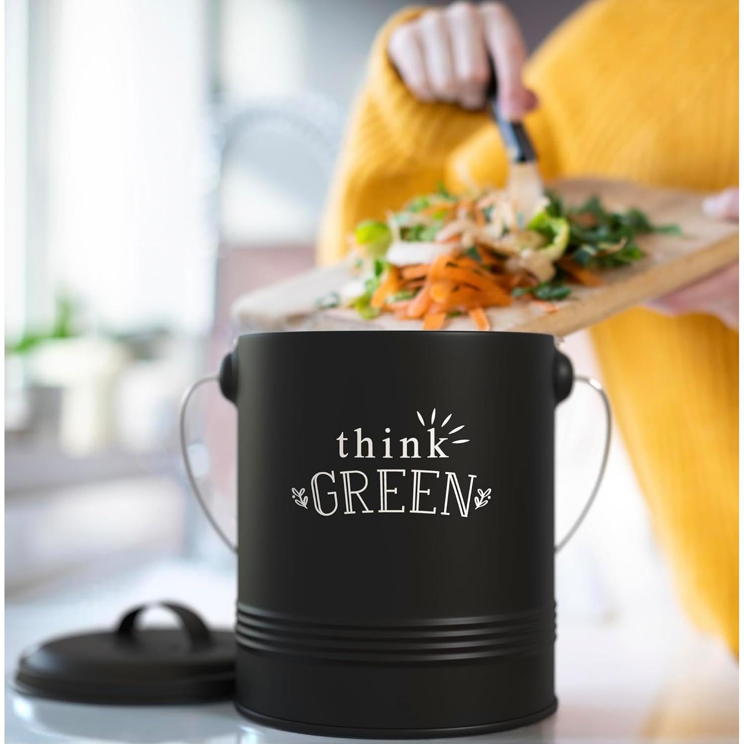 Contenedor de Compost Barnyard Designs 4.54L Negro con Filtros