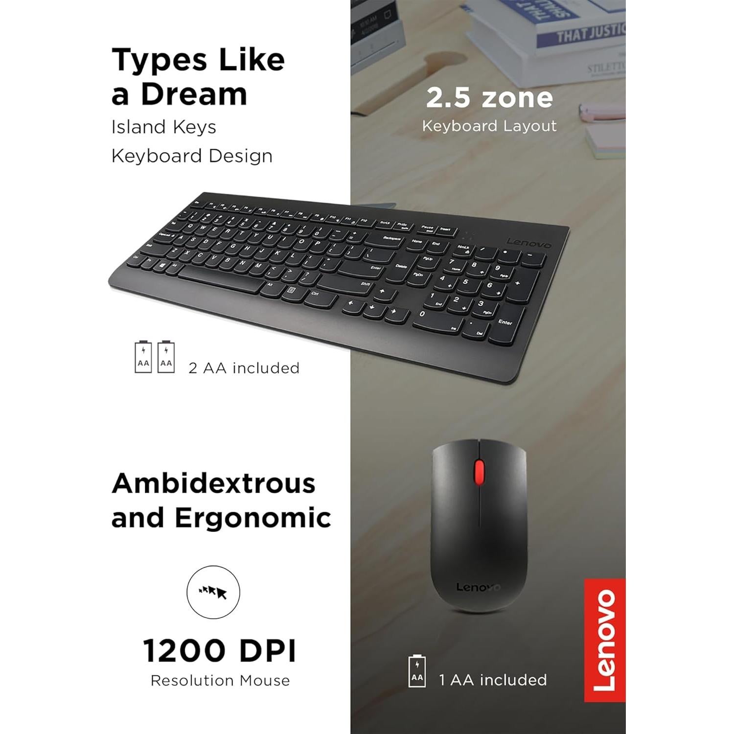 Combo Teclado y Ratón Inalámbrico Lenovo 510 Negro