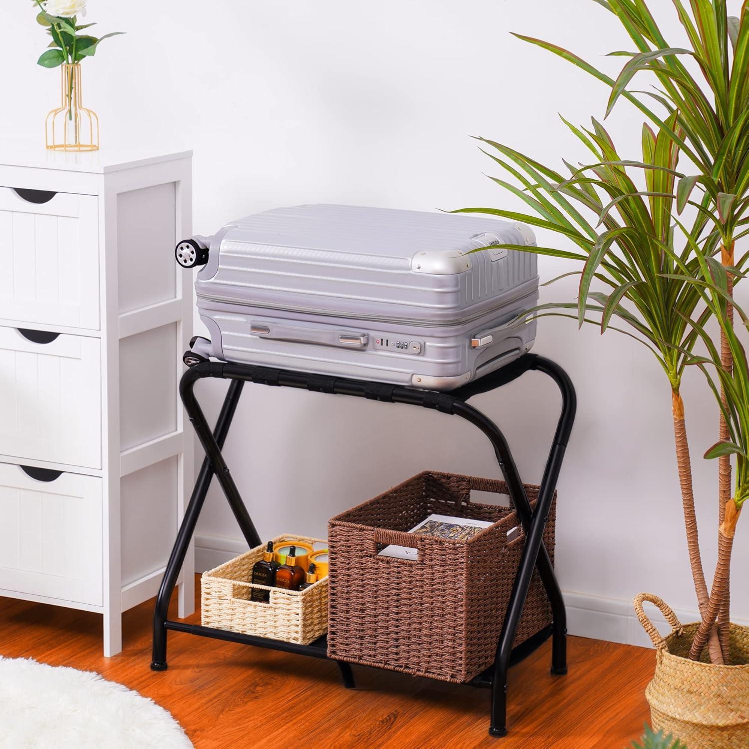 Soporte de Equipaje Plegable Heybly - Paquete de 2, Negro