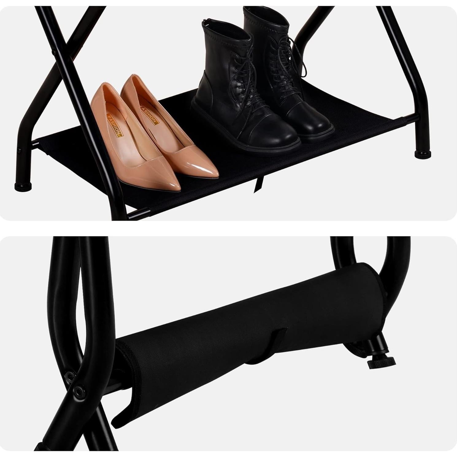 Soporte de Equipaje Plegable Heybly - Paquete de 2, Negro