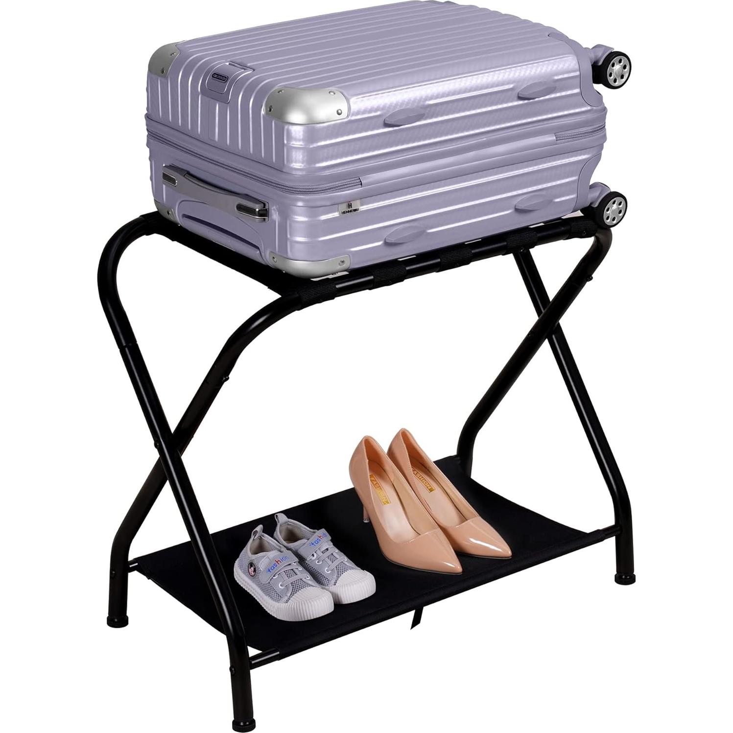 Soporte de Equipaje Plegable Heybly - Paquete de 2, Negro