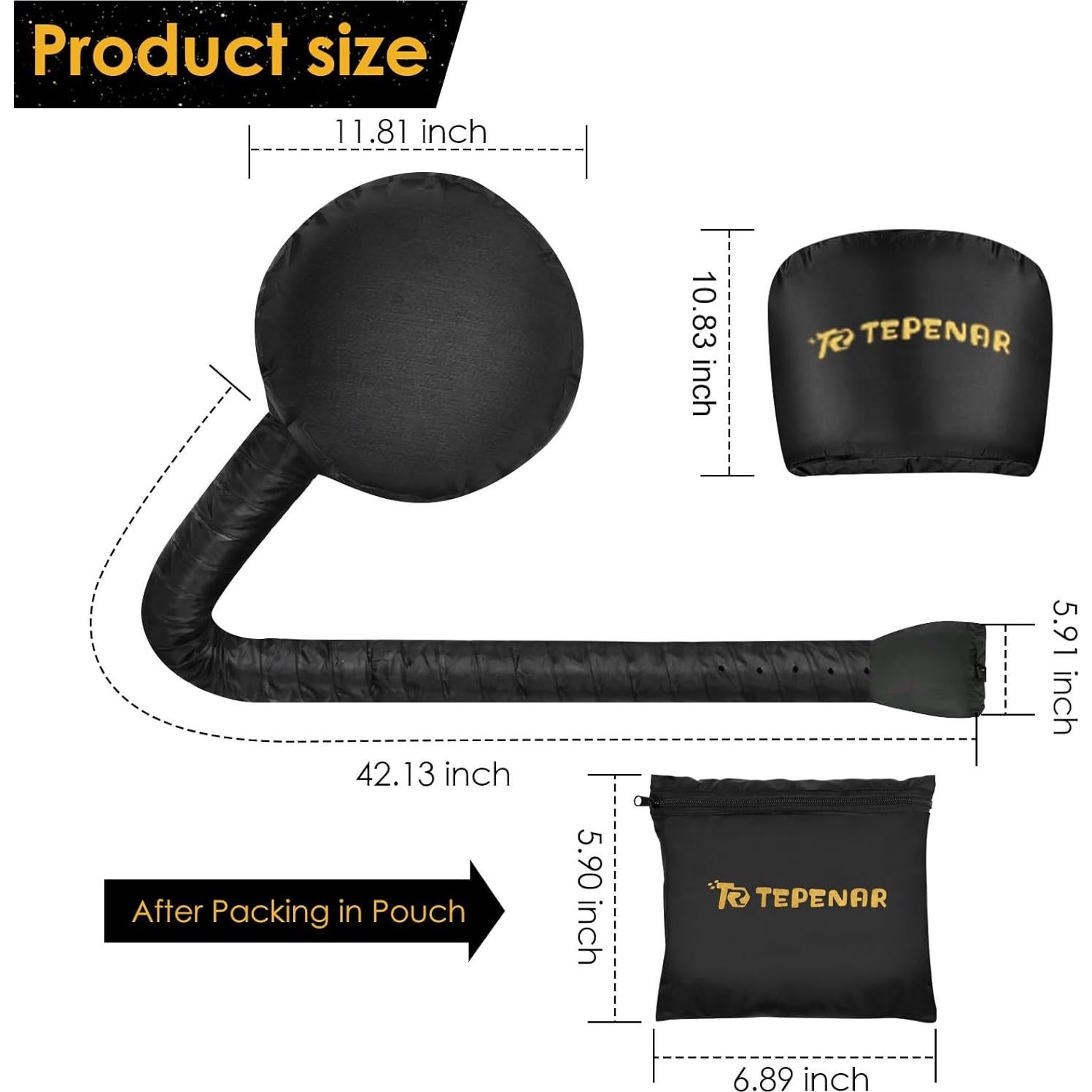 Capucha para Secador de Pelo TEPENAR Grande Ajustable - Negro