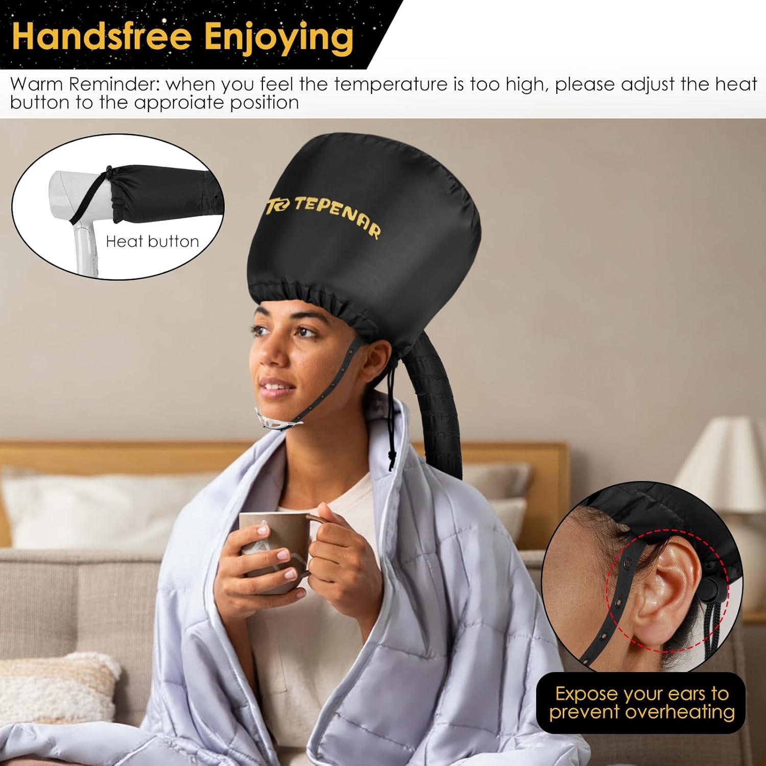 Capucha para Secador de Pelo TEPENAR Grande Ajustable - Negro