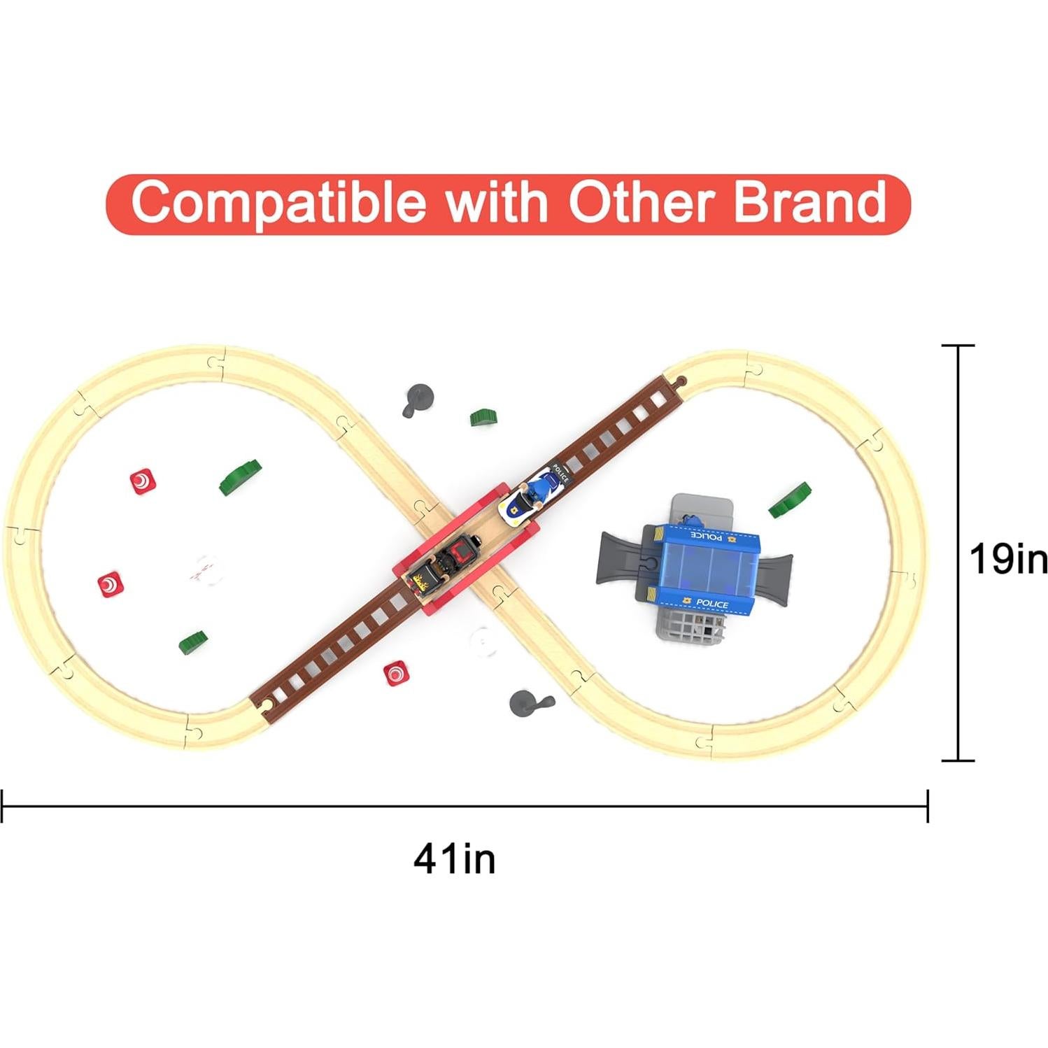 Juego de tren de madera May & Z 52 piezas para niños