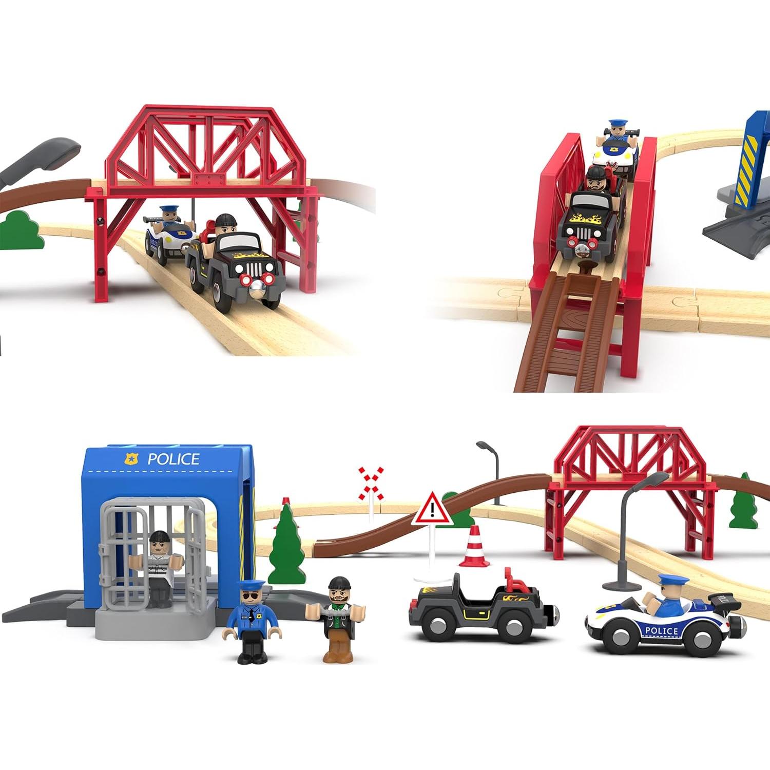 Juego de tren de madera May & Z 52 piezas para niños
