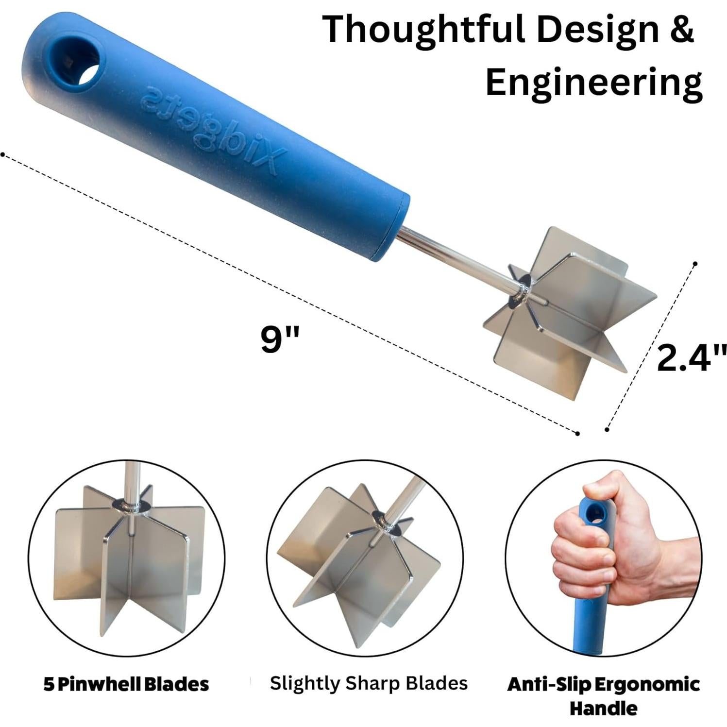 Machacador de Carne Mondo Acero Inoxidable 22.86cm Azul Laguna