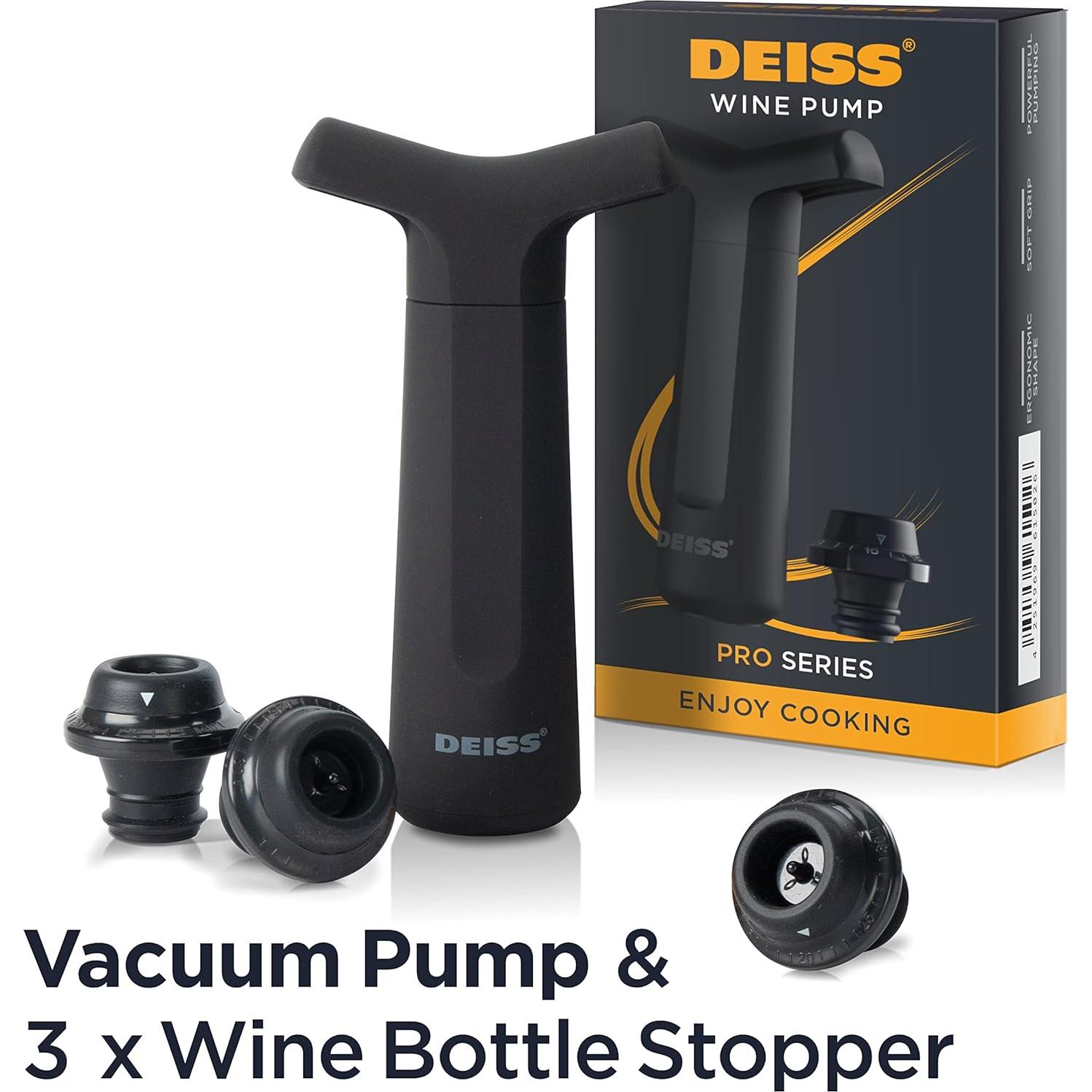 Bomba de Vacío Conservadora de Vino Deiss con 3 Tapones