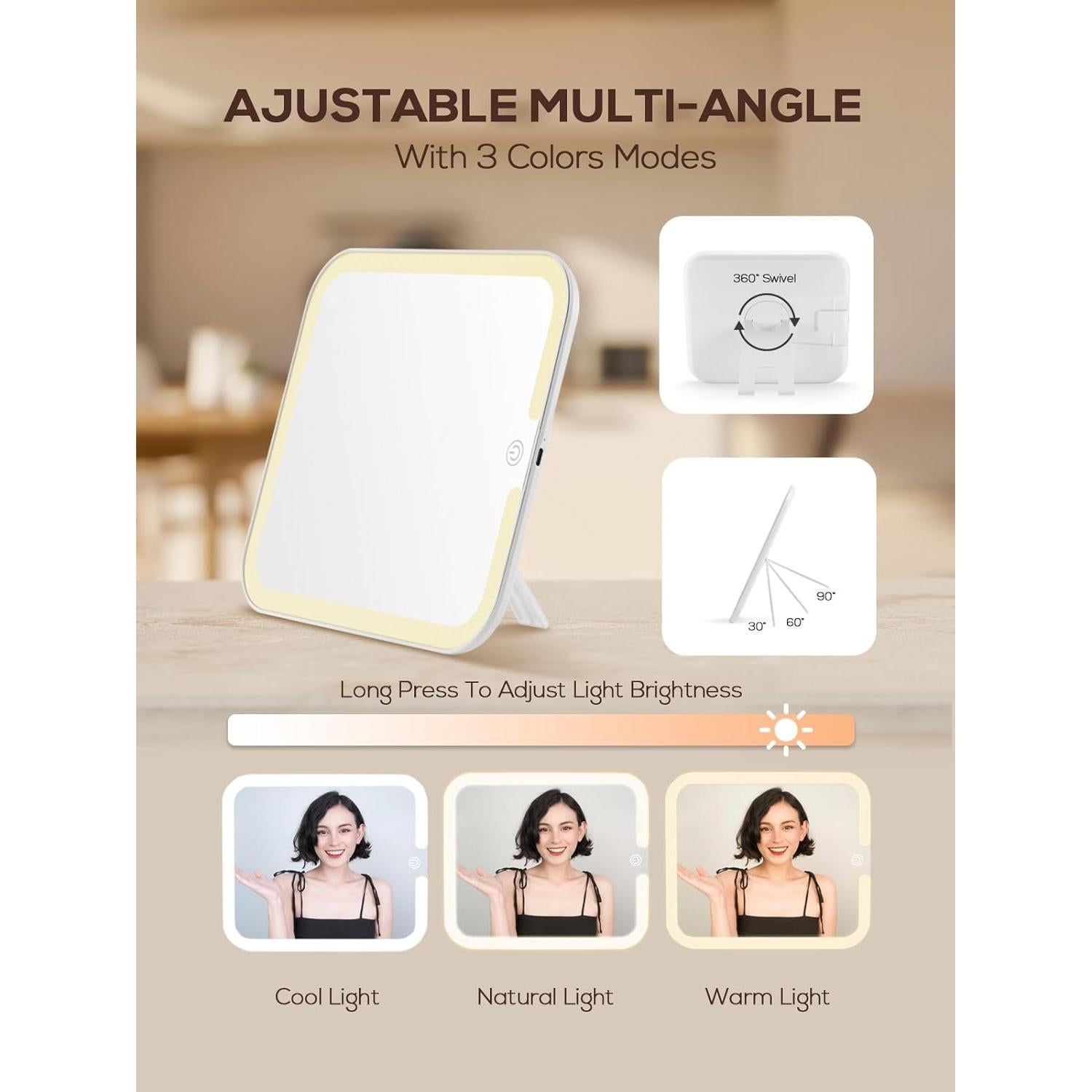 Estuche de Maquillaje OMIRO con Espejo LED Ajustable Negro