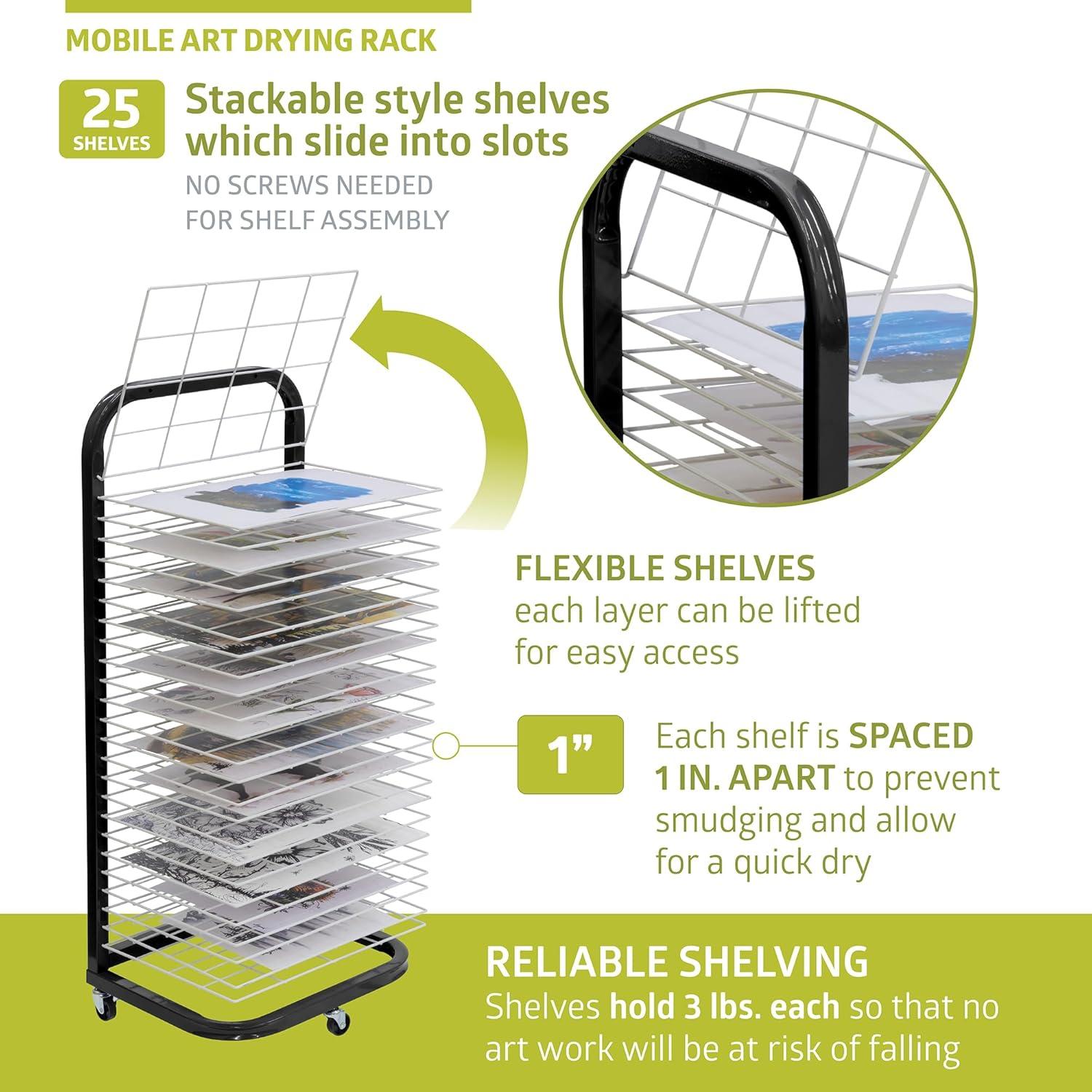 Estante de Secado de Arte Móvil Pearington 25 Estantes Negro